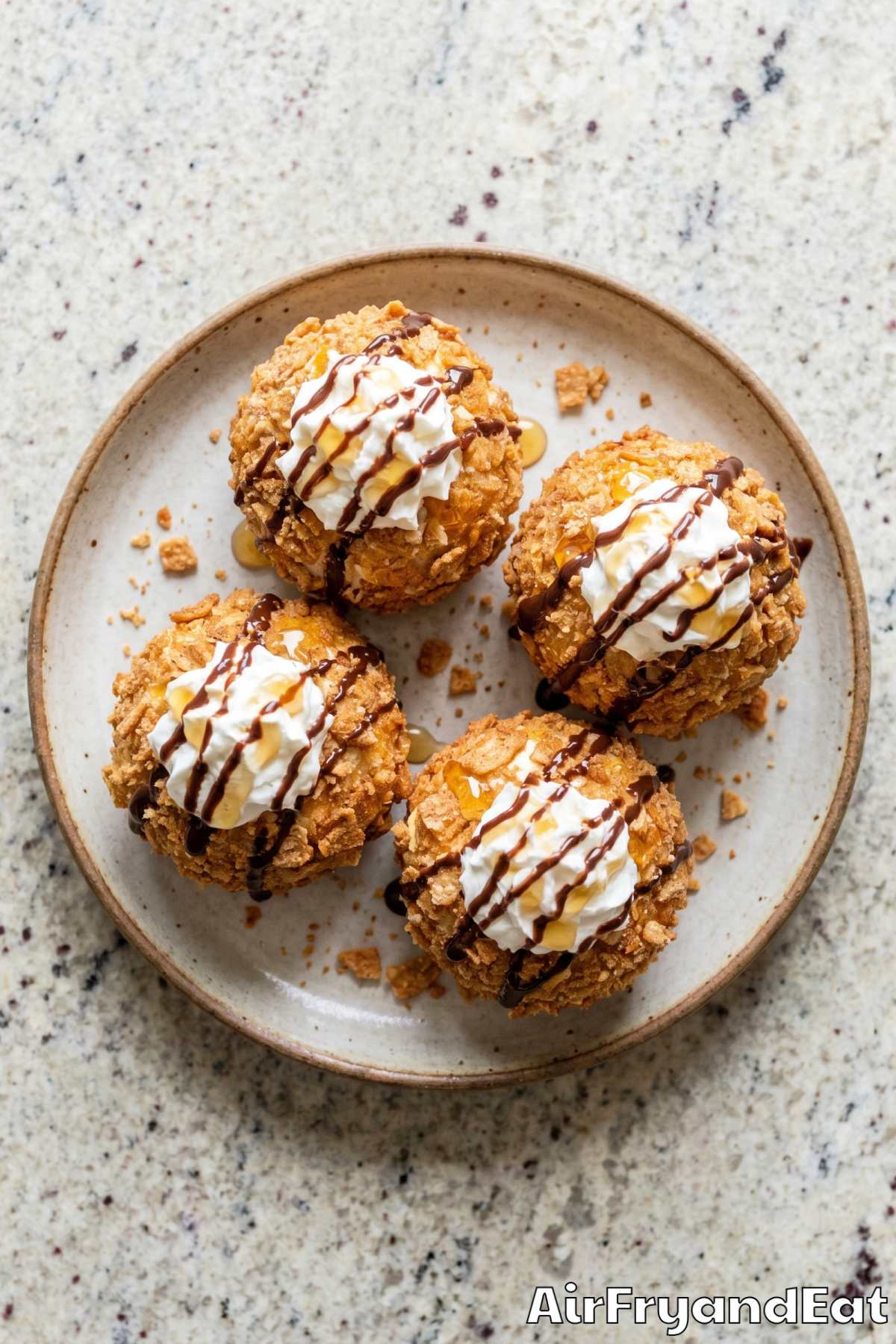 Crispy air fryer fried ice cream ball