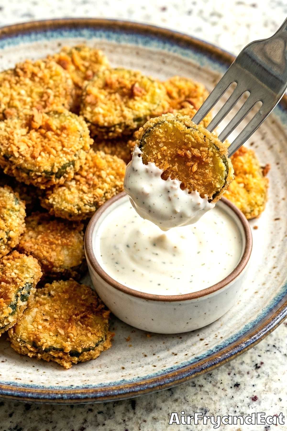 Savory air fryer fried pickles with dip