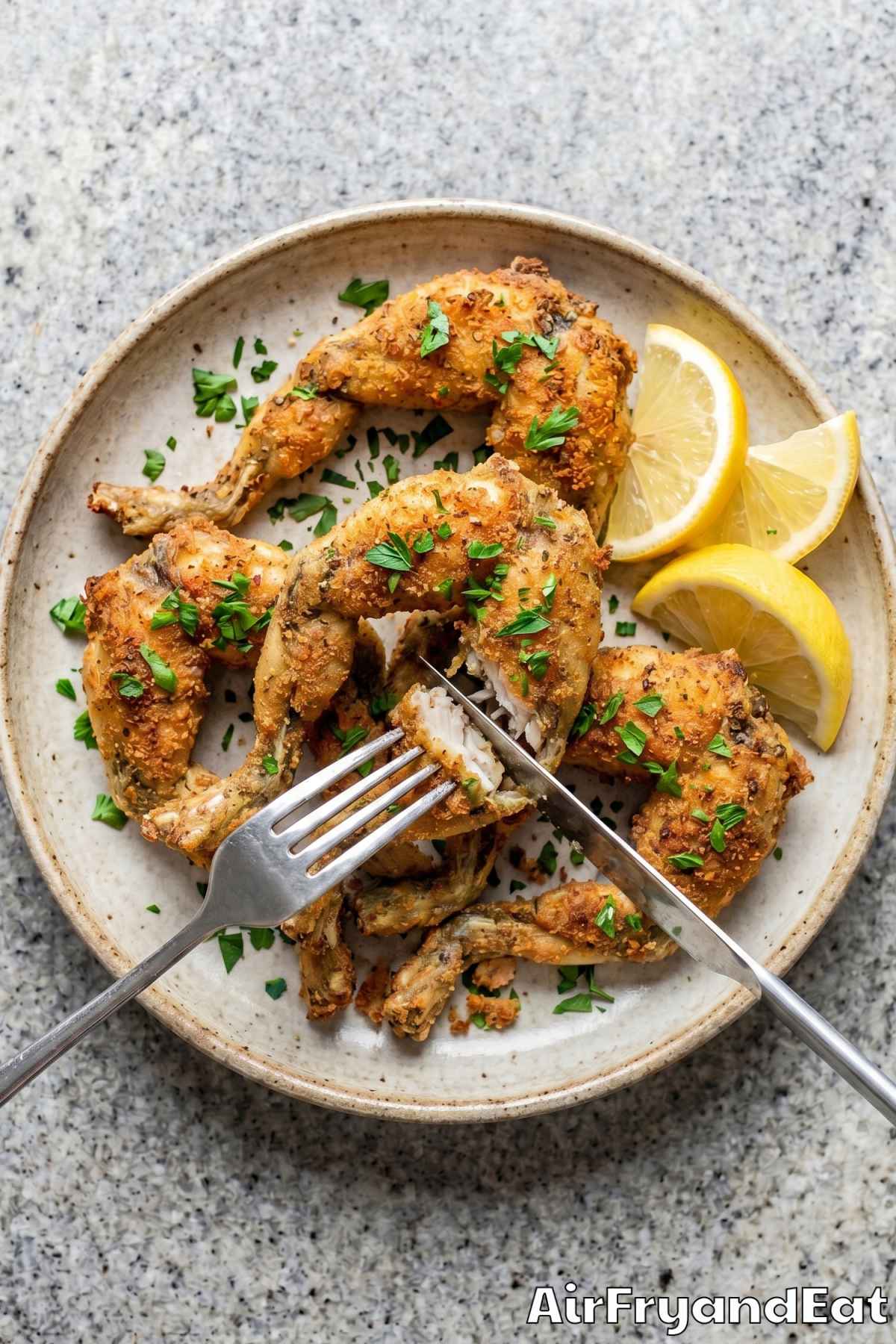 Crunchy air fryer frog legs fresh made