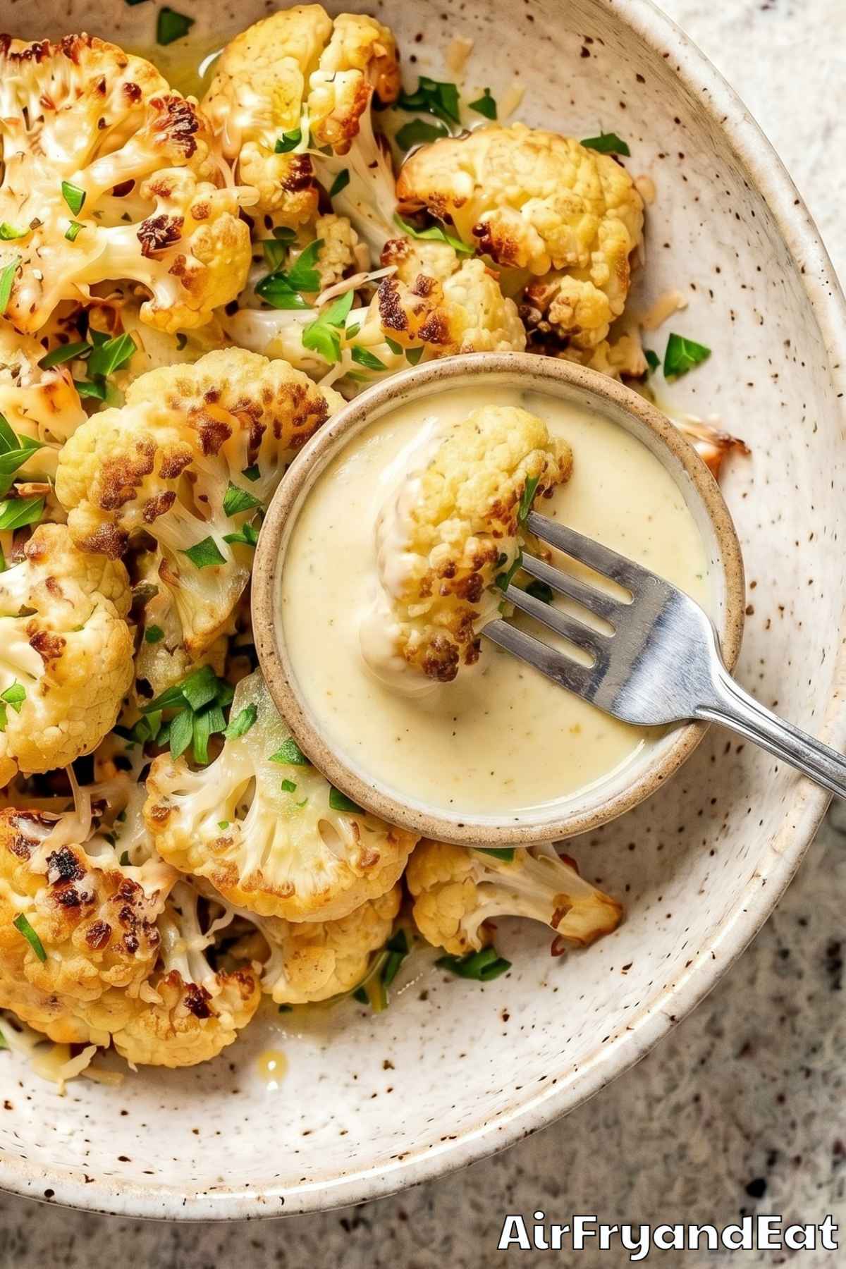 Easy air fryer frozen cauliflower on plate