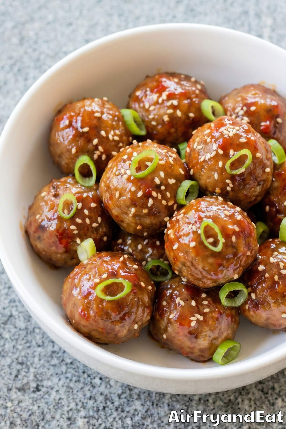 easy air fryer frozen meatballs in a bowl