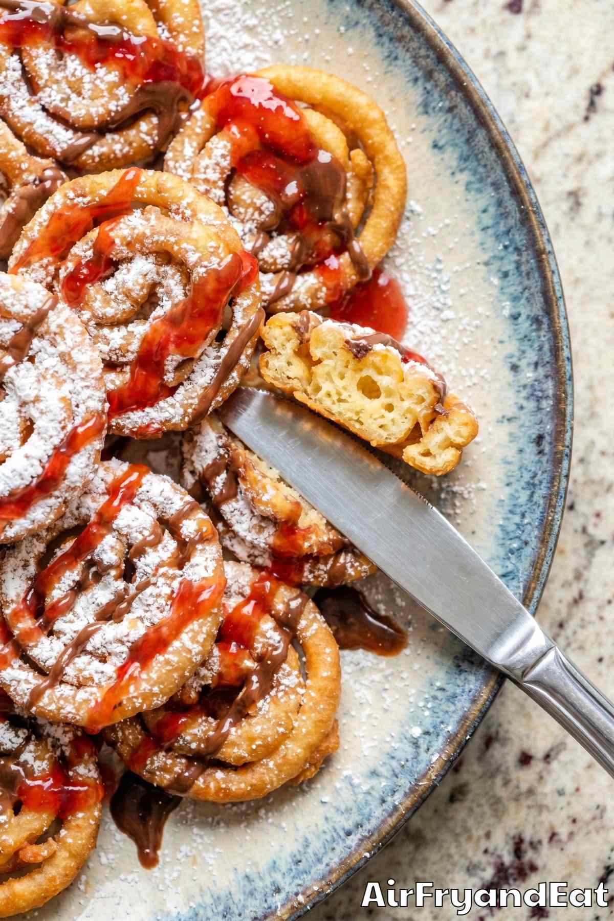 Fluffy air fryer funnel cake bites