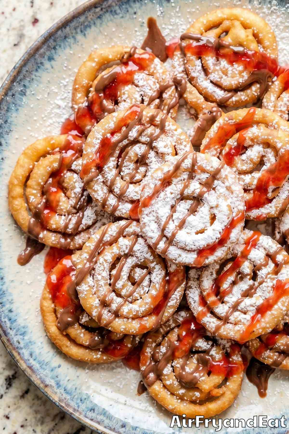 Warm air fryer funnel cake bites