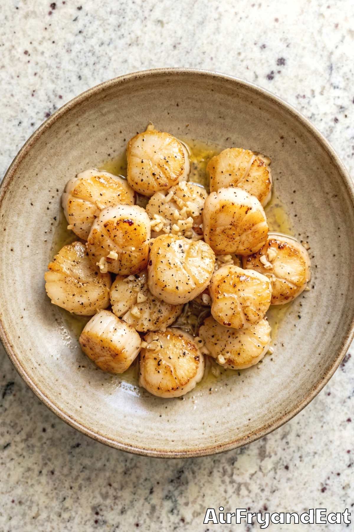 Buttery air fryer garlic butter scallops
