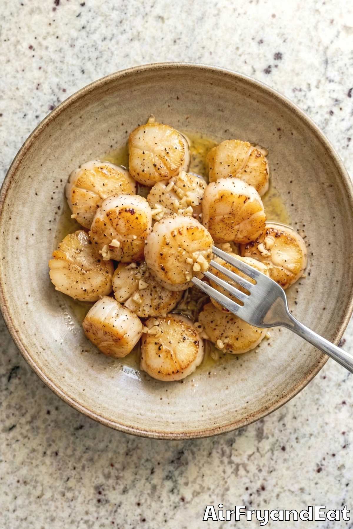 Perfect air fryer garlic butter scallops