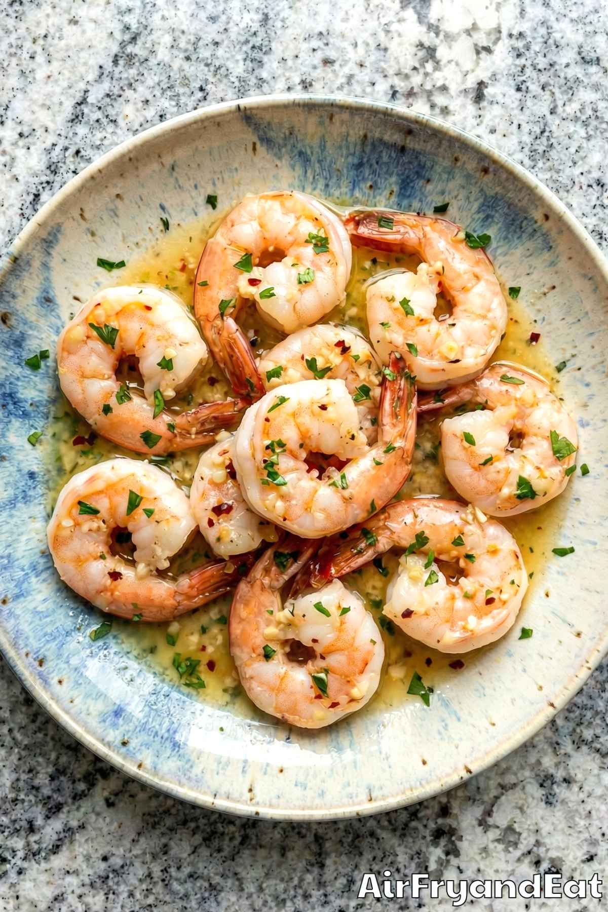 Zesty air fryer garlic butter shrimp scampi