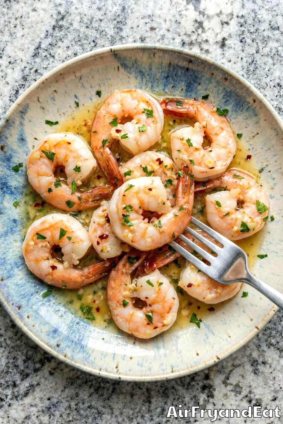 Buttery air fryer garlic butter shrimp scampi