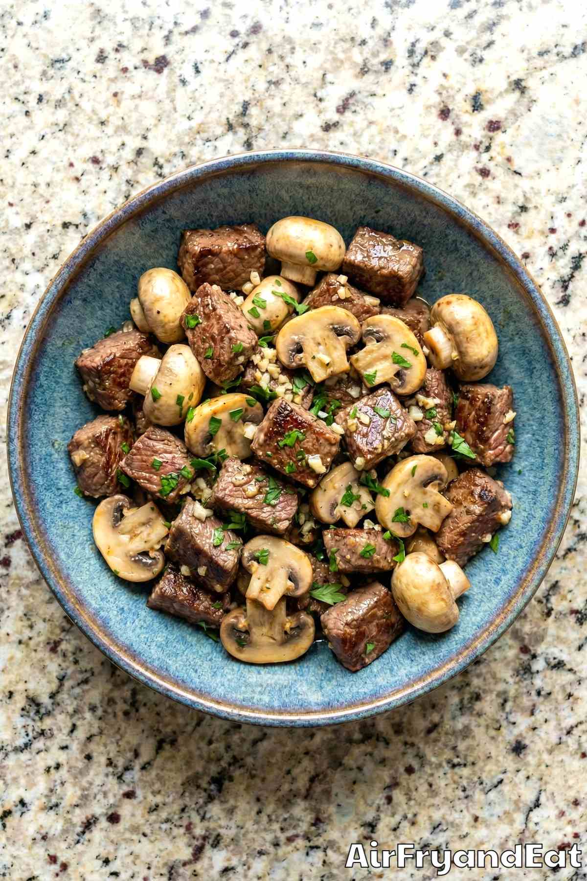 Flavorful air fryer garlic butter steak bites