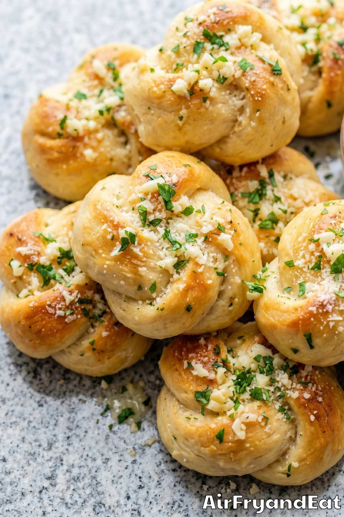 Fluffy homemade air fryer garlic knots