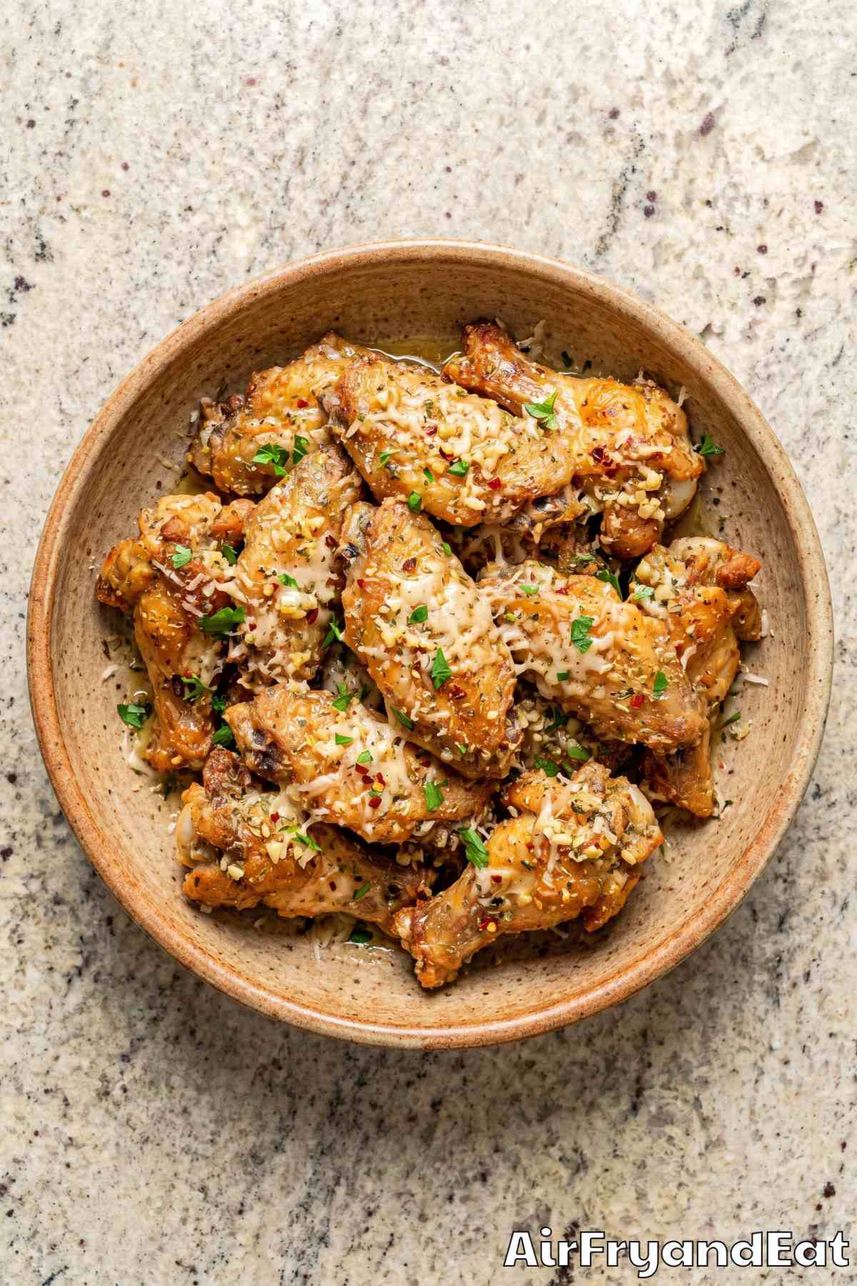 Savory air fryer garlic parmesan chicken wings
