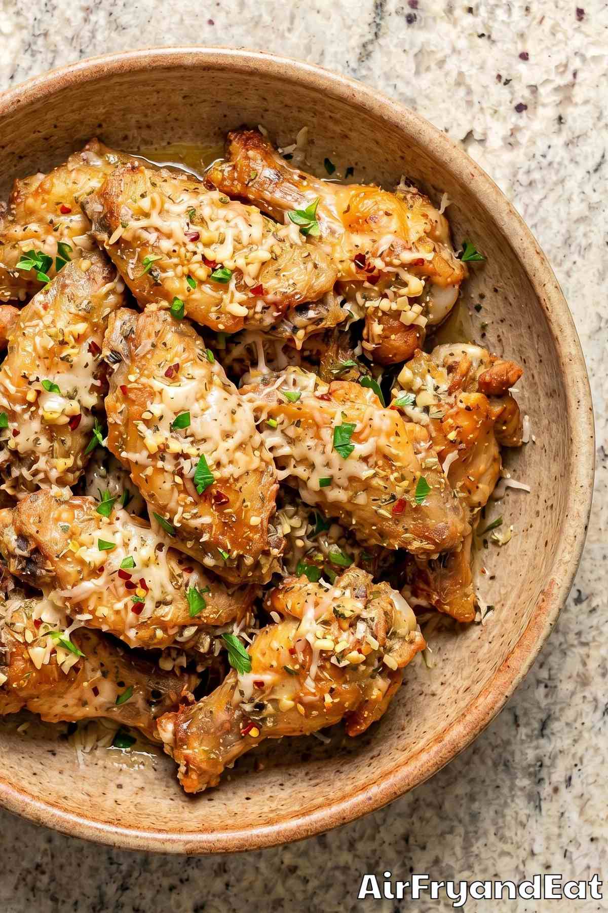 Tender air fryer garlic parmesan chicken wings