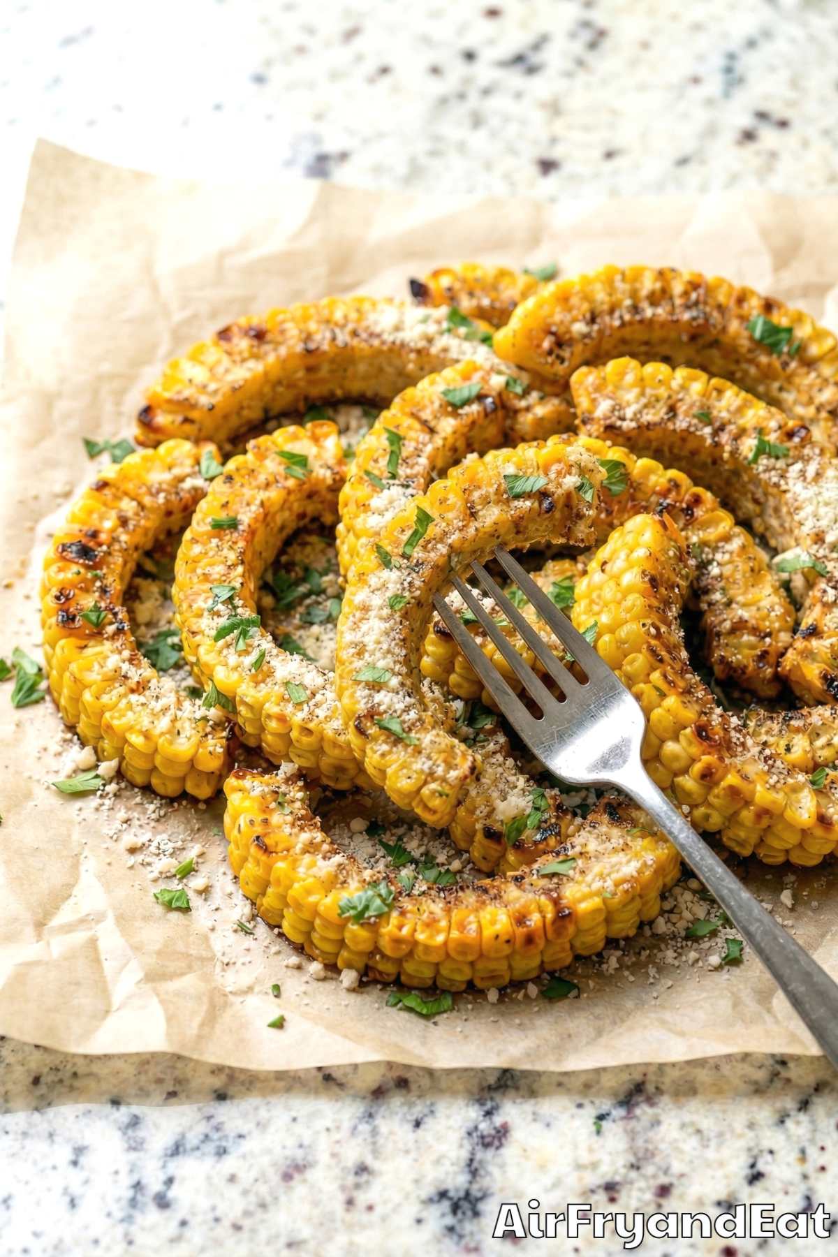 Flavorful garlic parmesan corn ribs air fryer