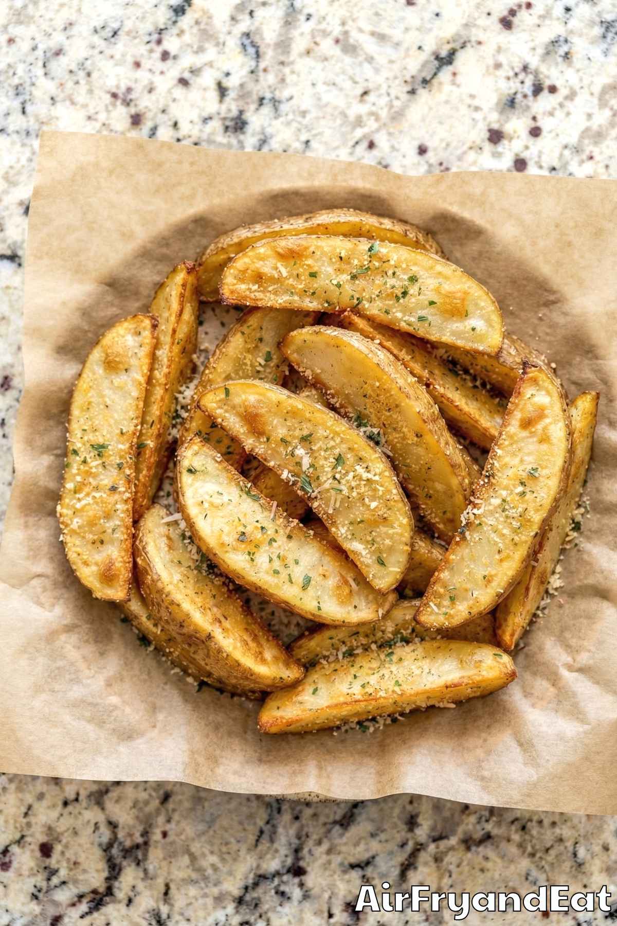 Seasoned air fryer garlic parmesan wedges