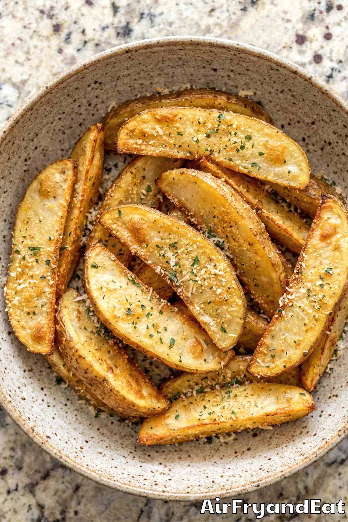 Homemade air fryer garlic parmesan wedges