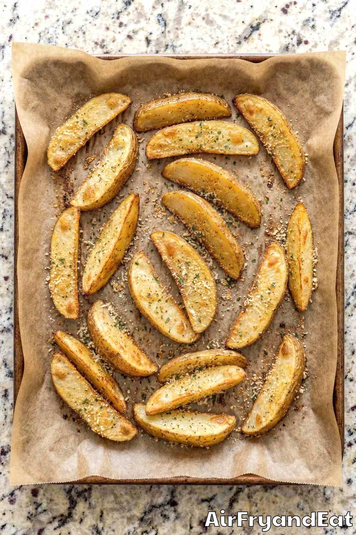 Crunchy air fryer garlic parmesan potato wedges