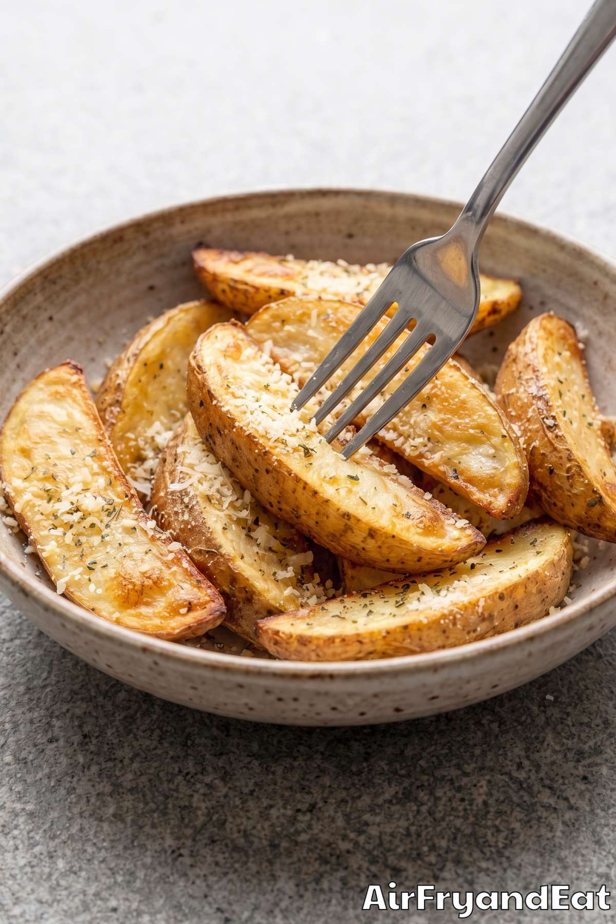 Golden air fryer potato wedges