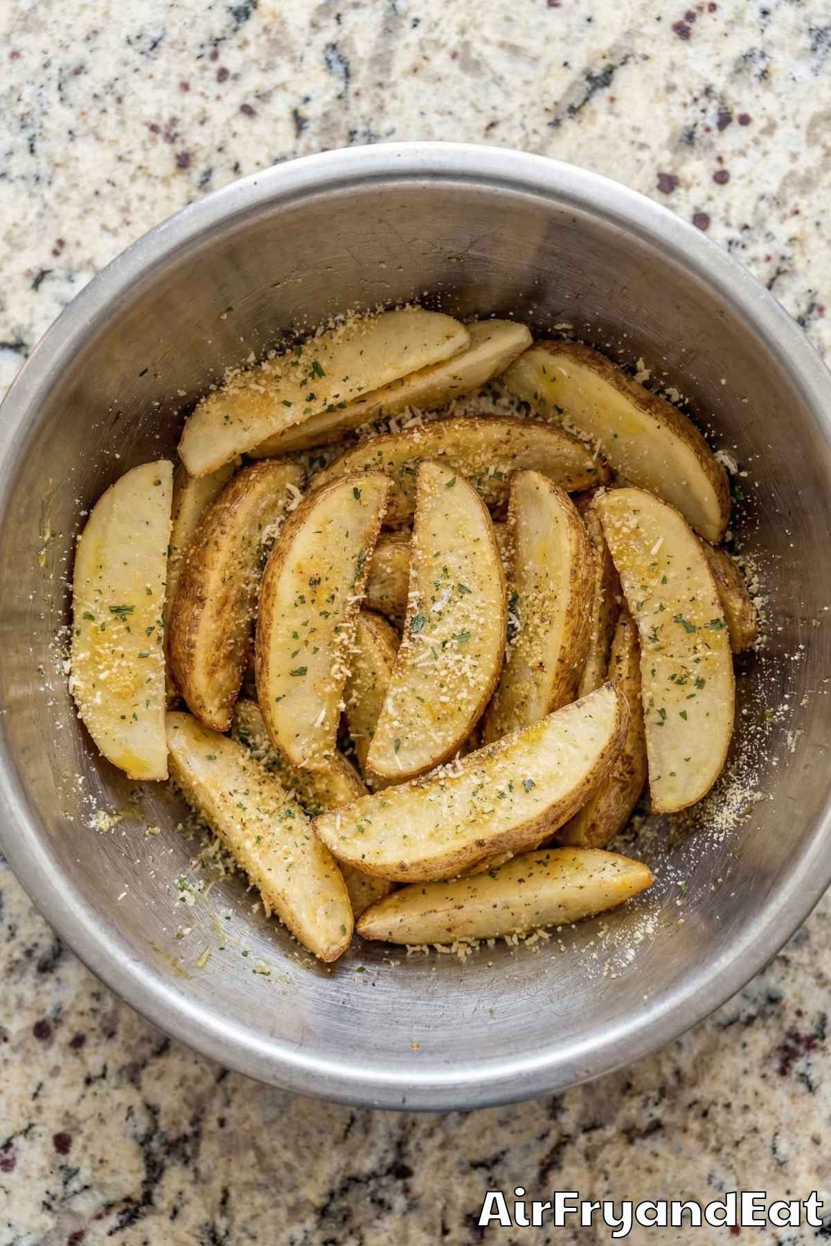 Air Fryer Garlic Parmesan Potato Wedges Step 3