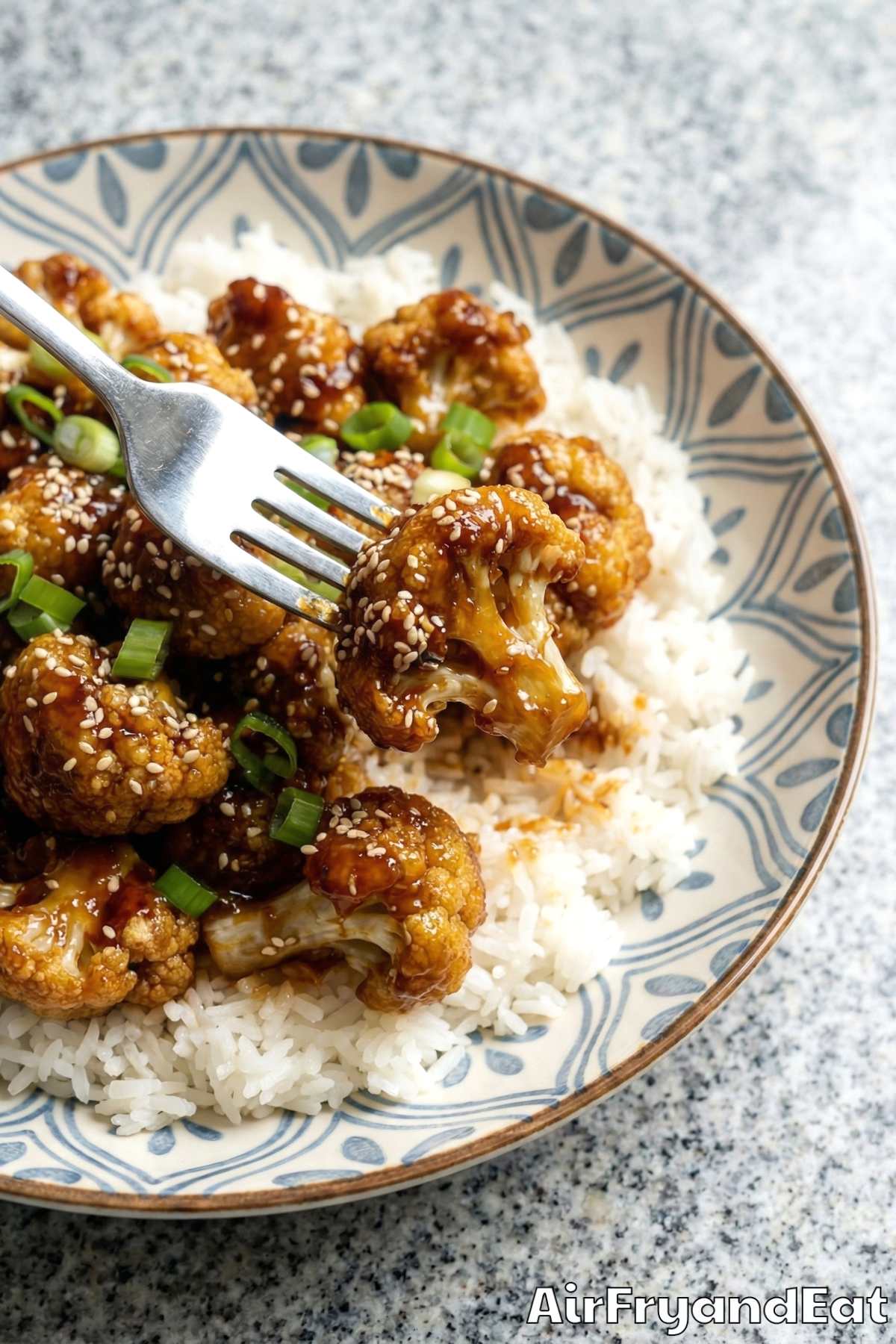 Easy air fryer General Tso's cauliflower