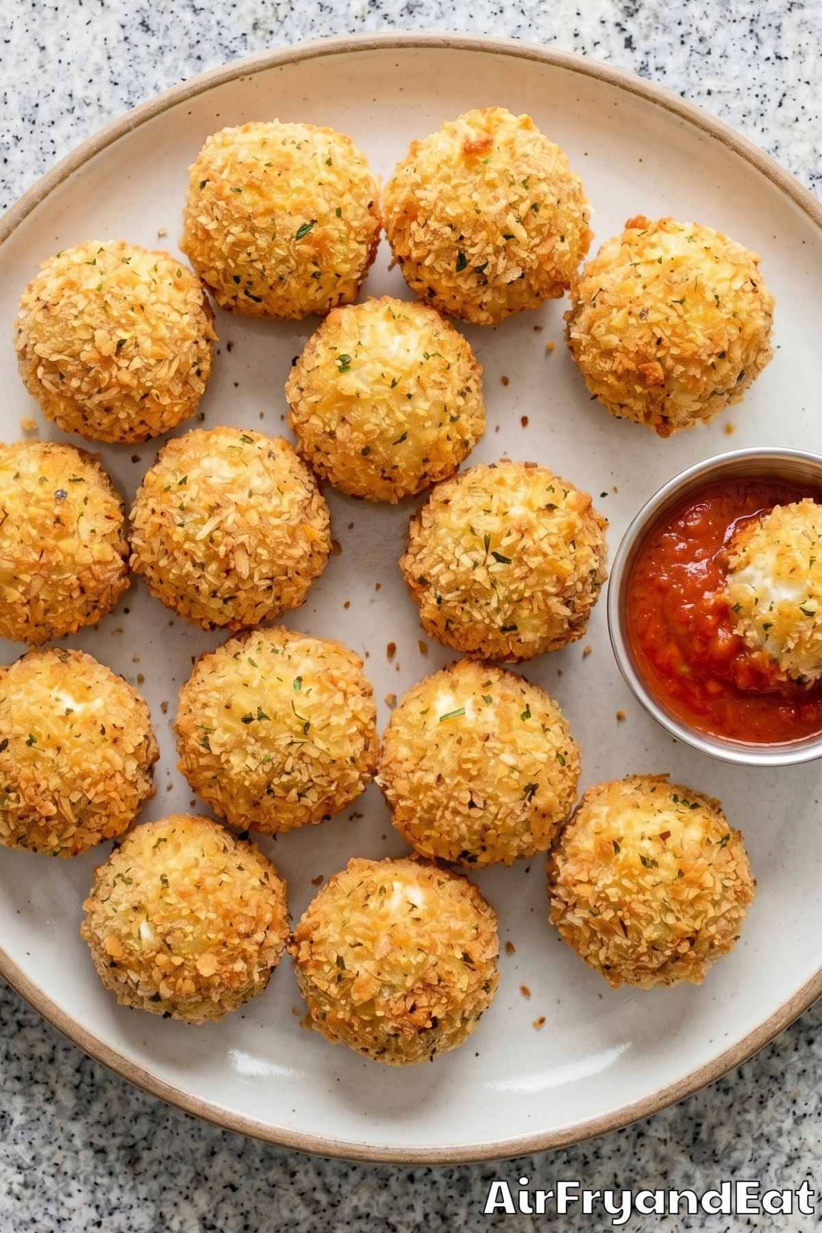 Easy air fryer goat cheese balls close-up