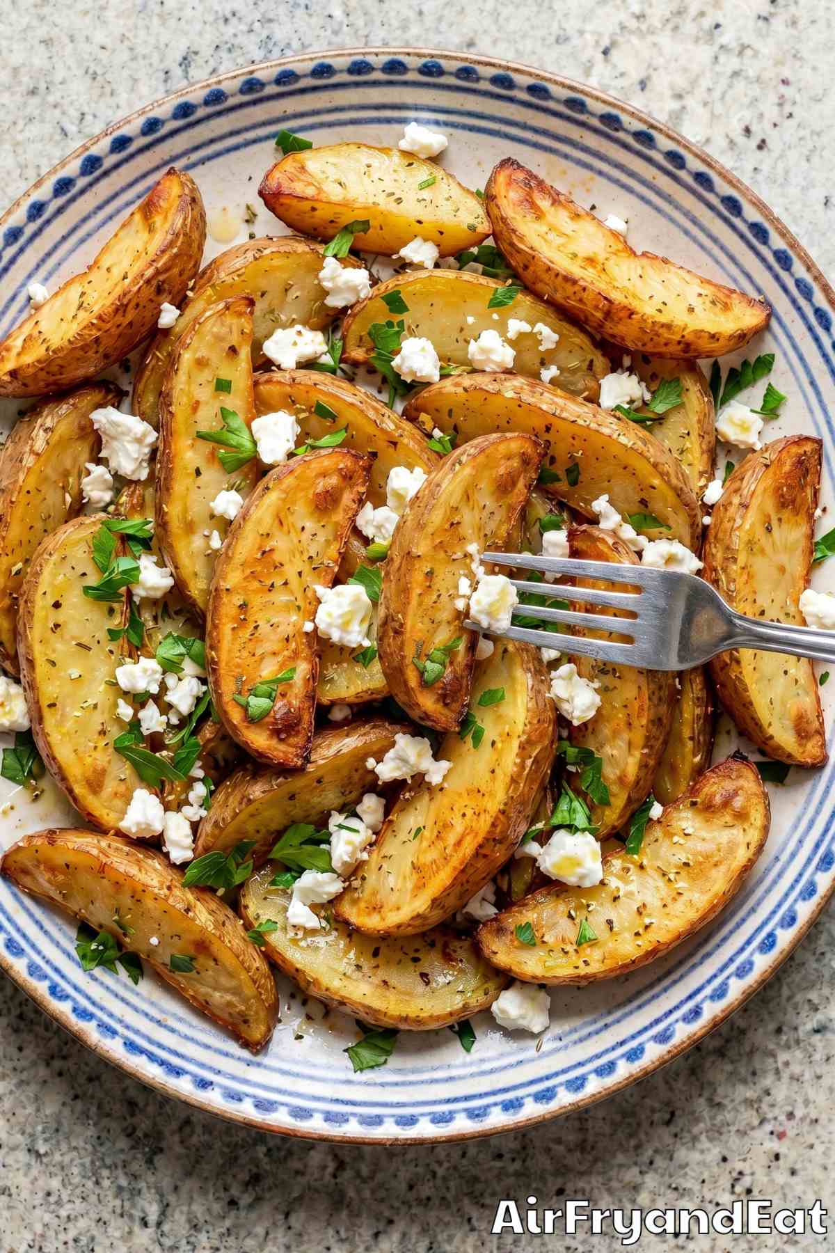 Zesty air fryer Greek potatoes with oregano