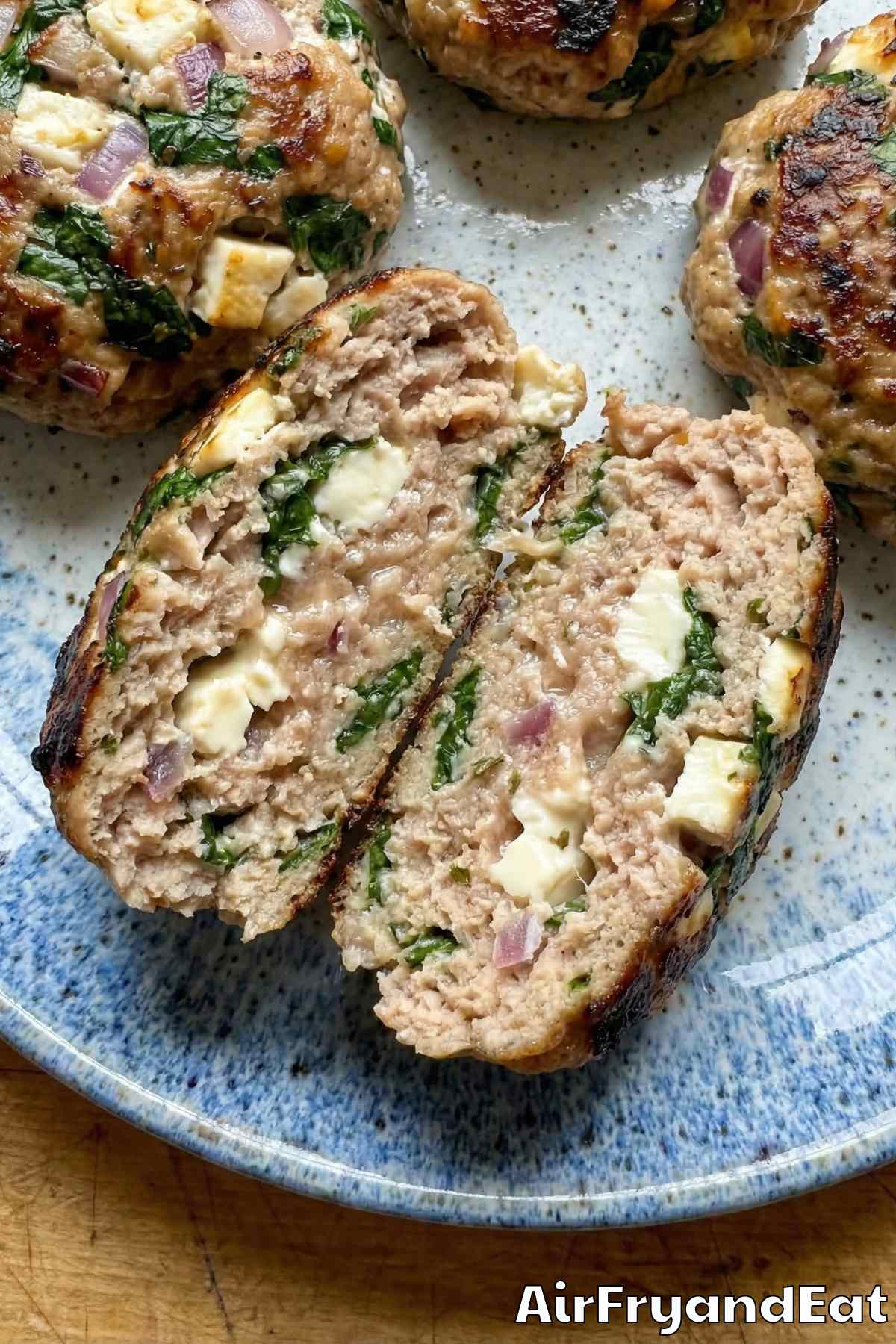 tender air fryer Greek turkey burgers ready