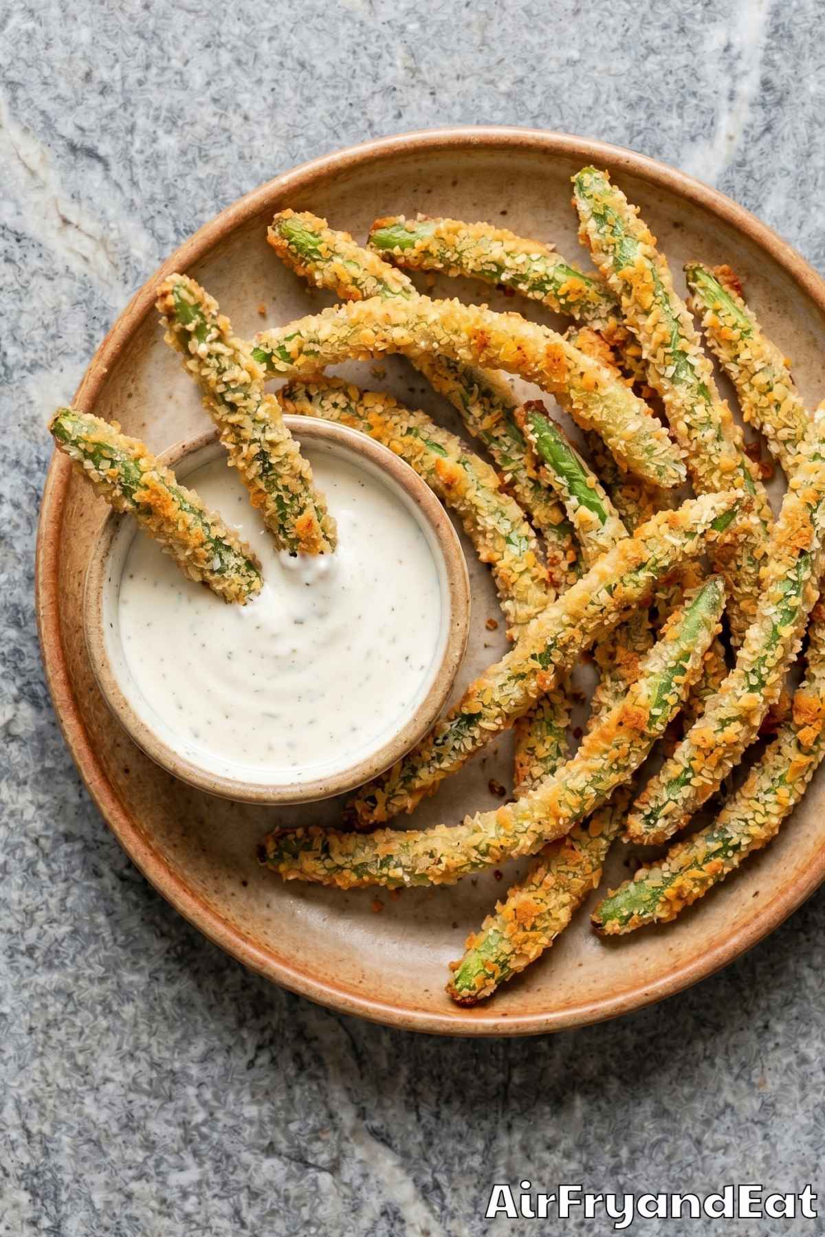 Savory air fryer green bean fries