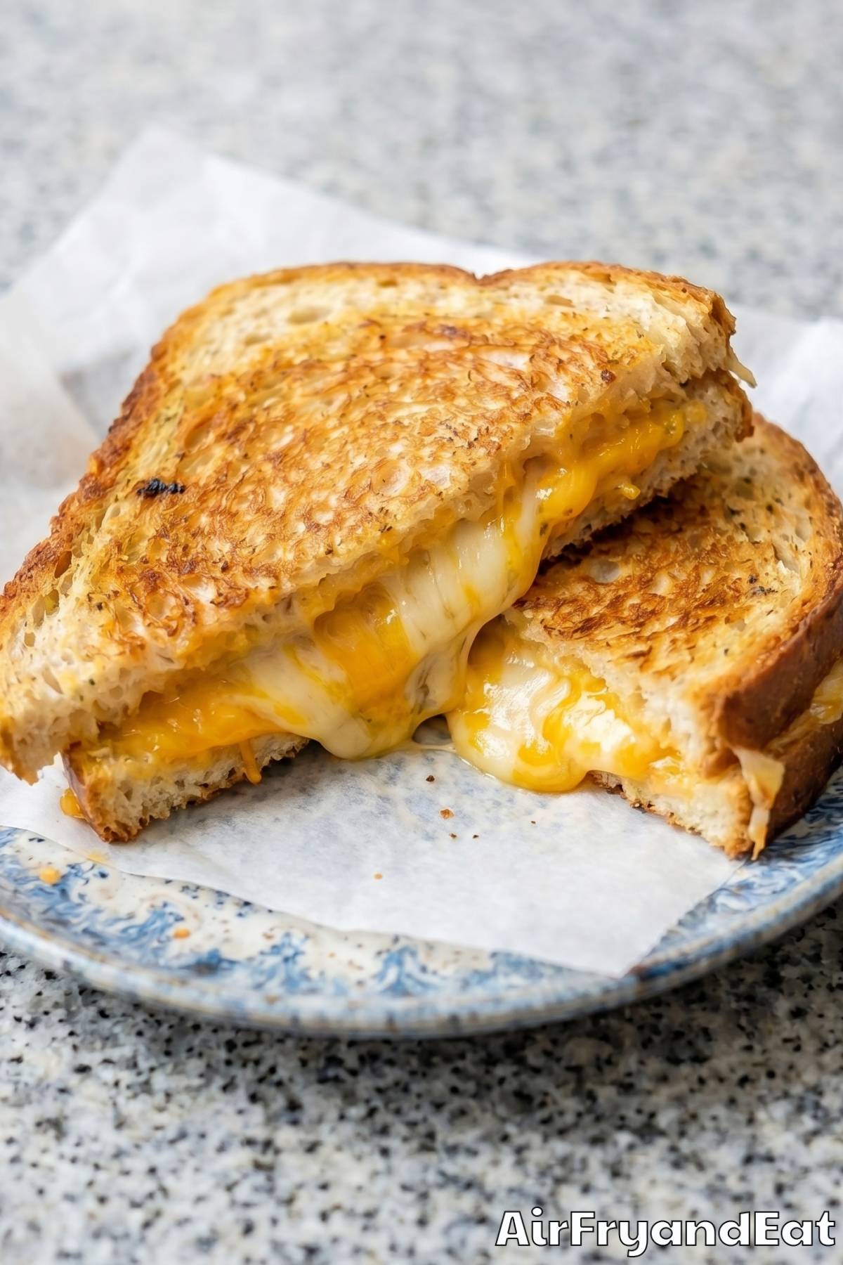 Perfect air fryer grilled cheese on board