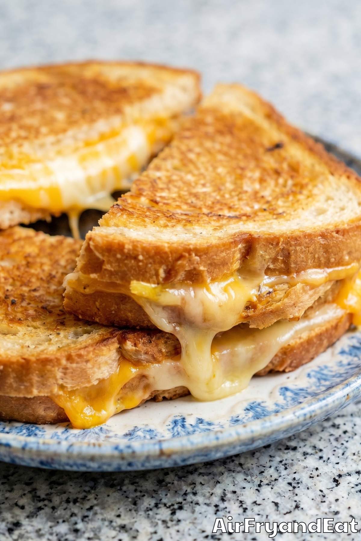 Crunchy air fryer grilled cheese stacked