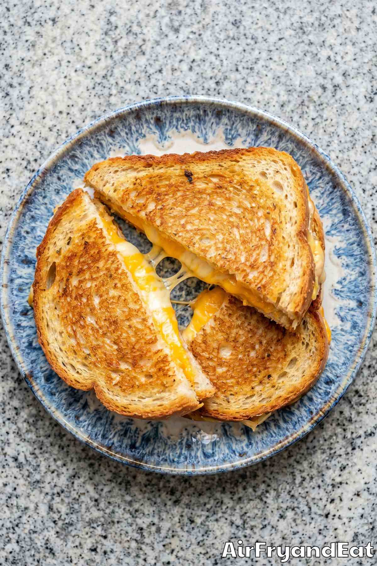 Melty air fryer grilled cheese sandwich