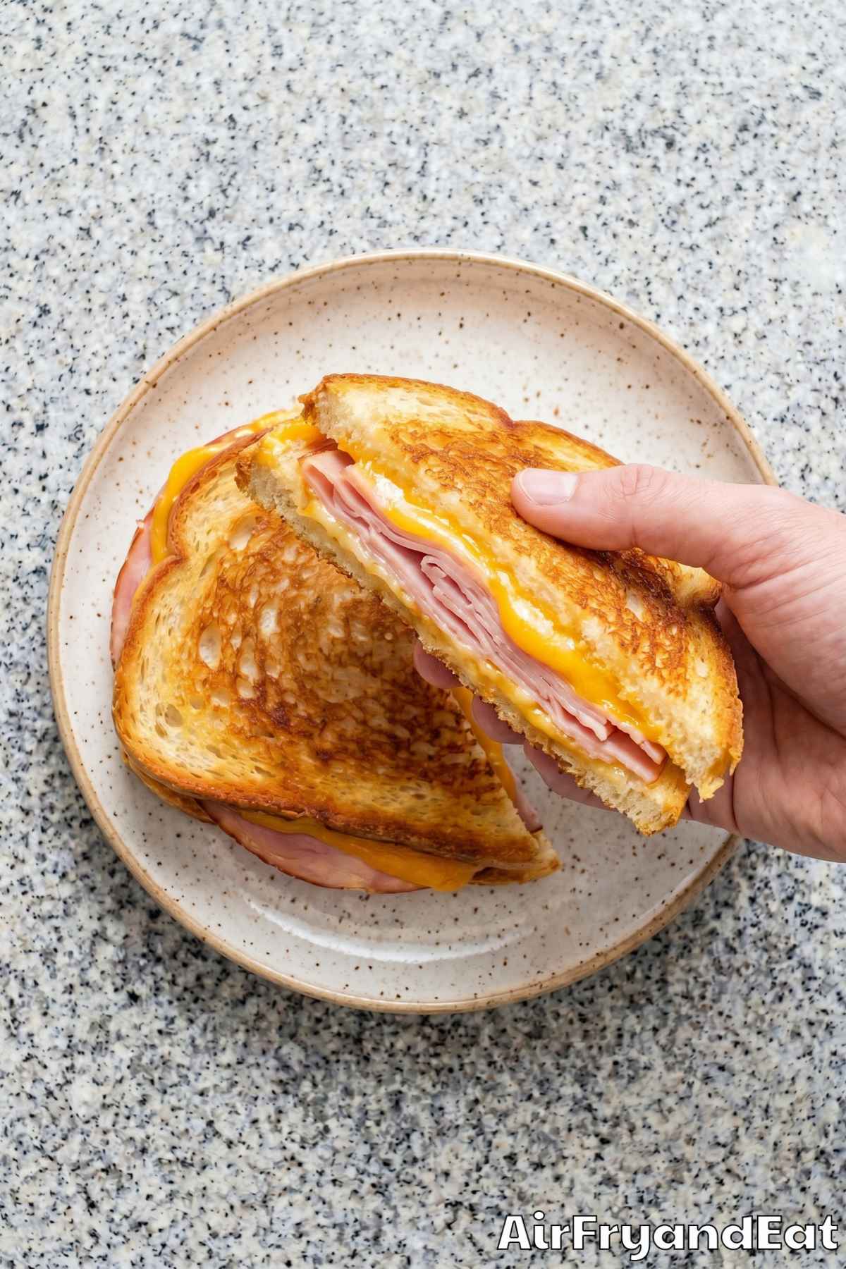 Crispy air fryer grilled cheese and ham