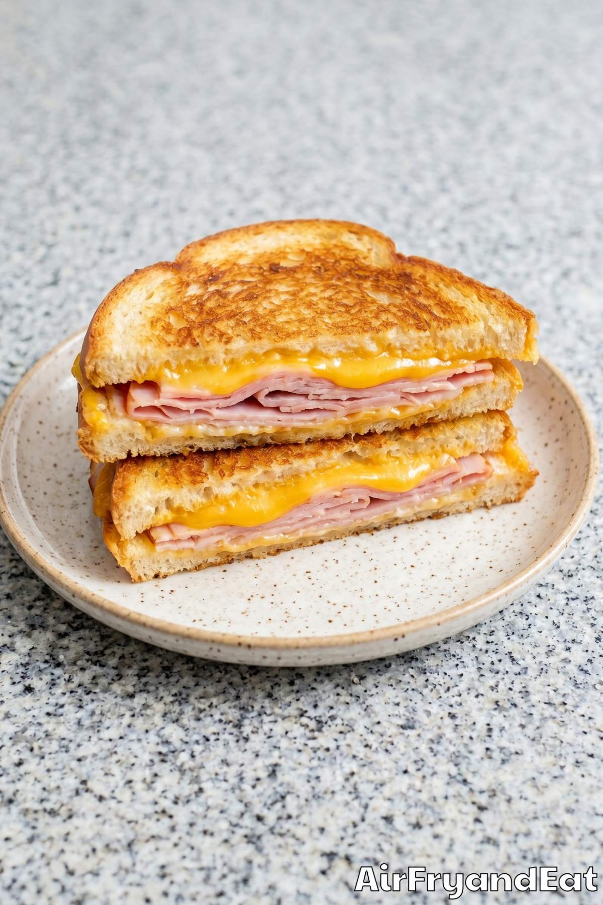 Warm air fryer grilled cheese and ham