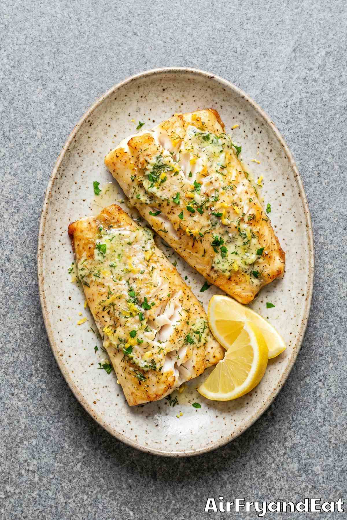 Perfectly cooked air fryer halibut