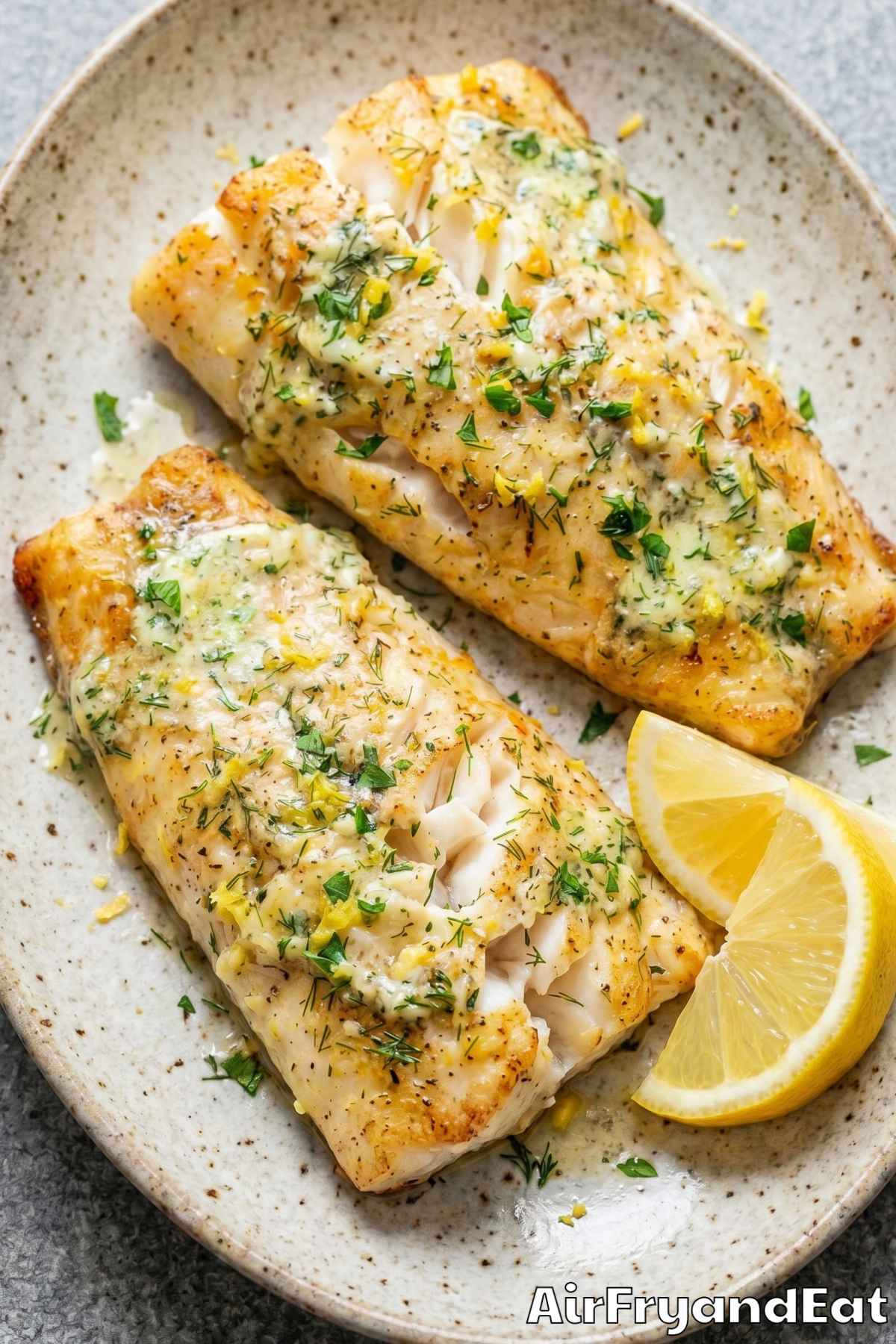 Juicy air fryer halibut with herbs