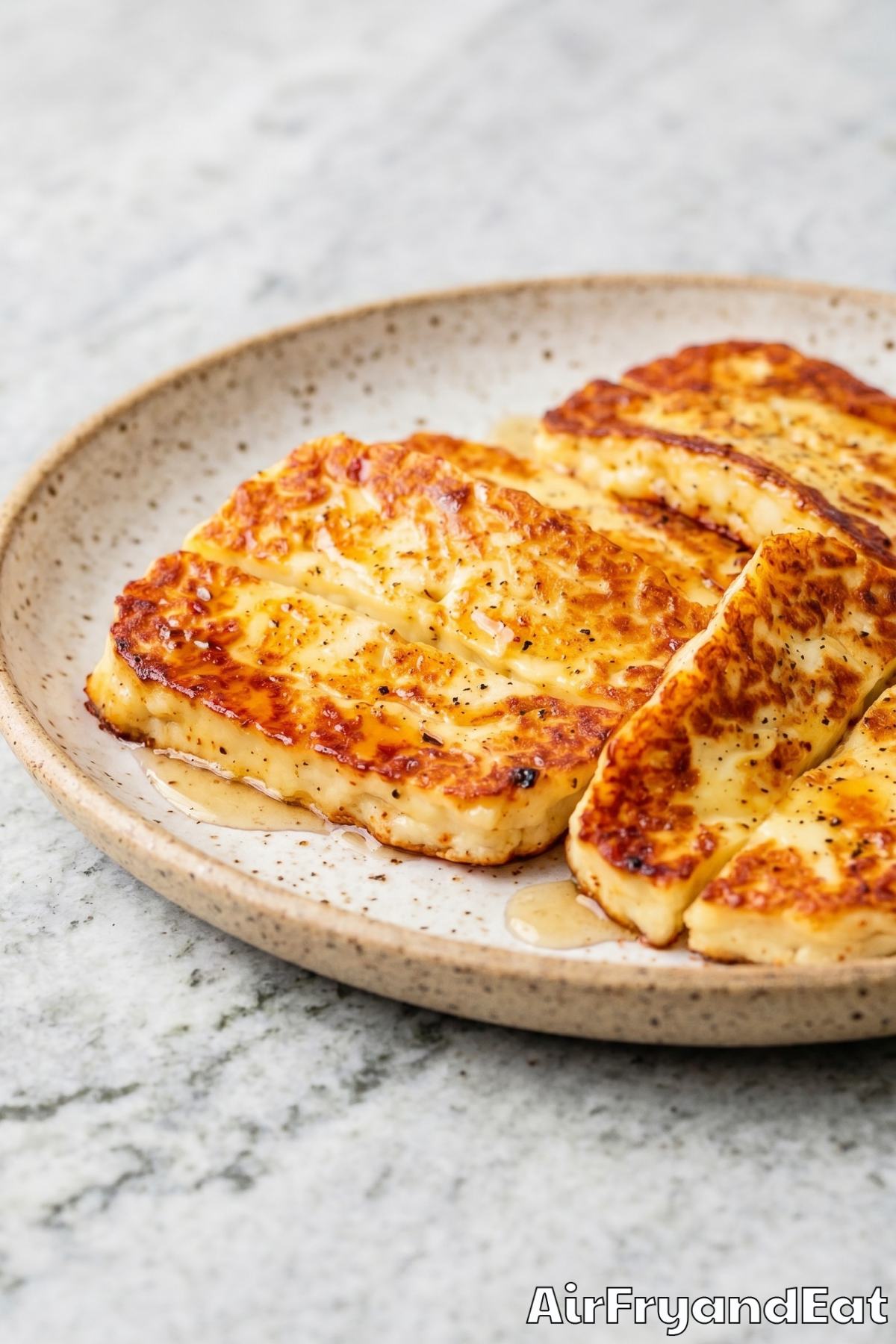 Savory air fryer halloumi slices