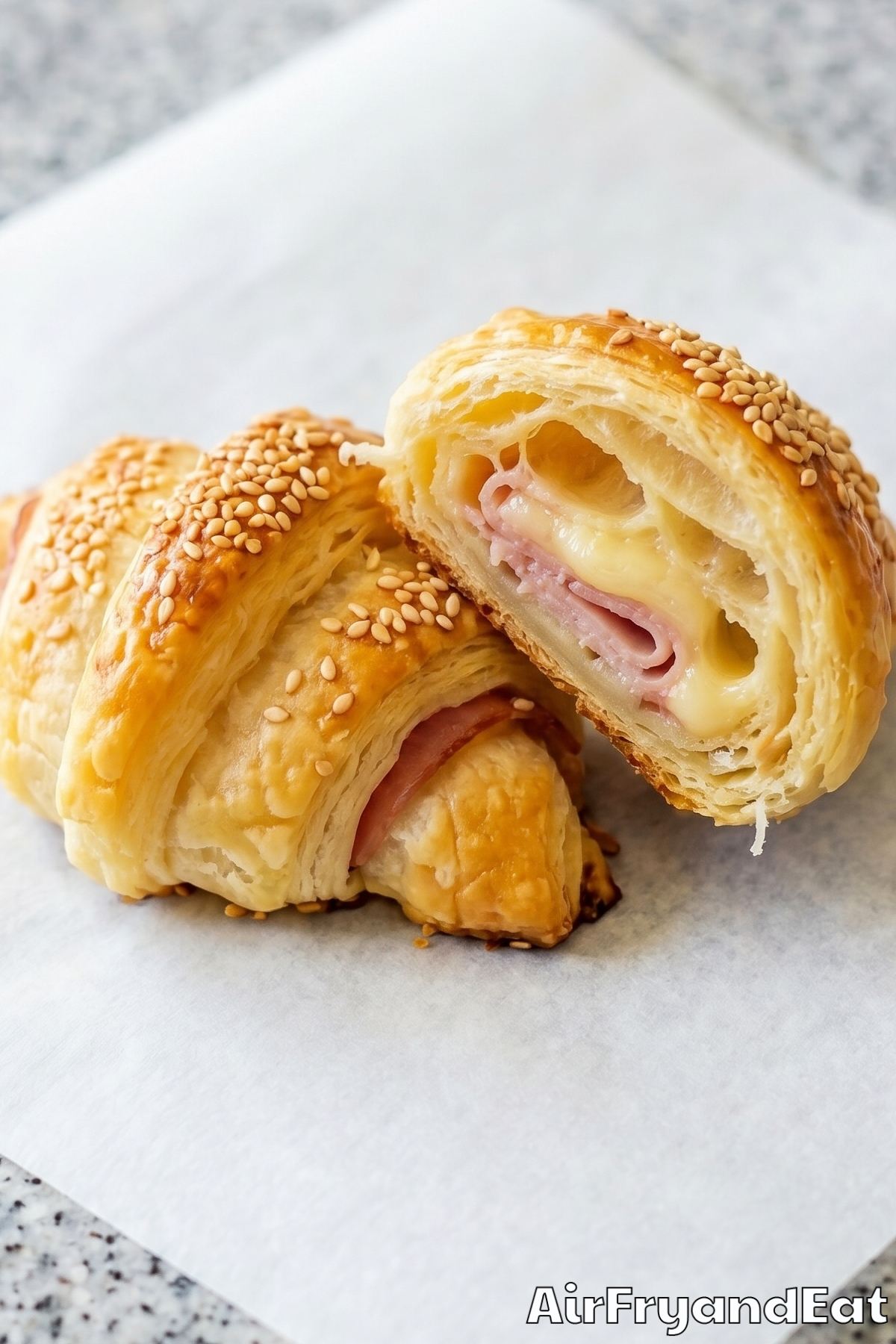 Warm air fryer ham & cheese croissants