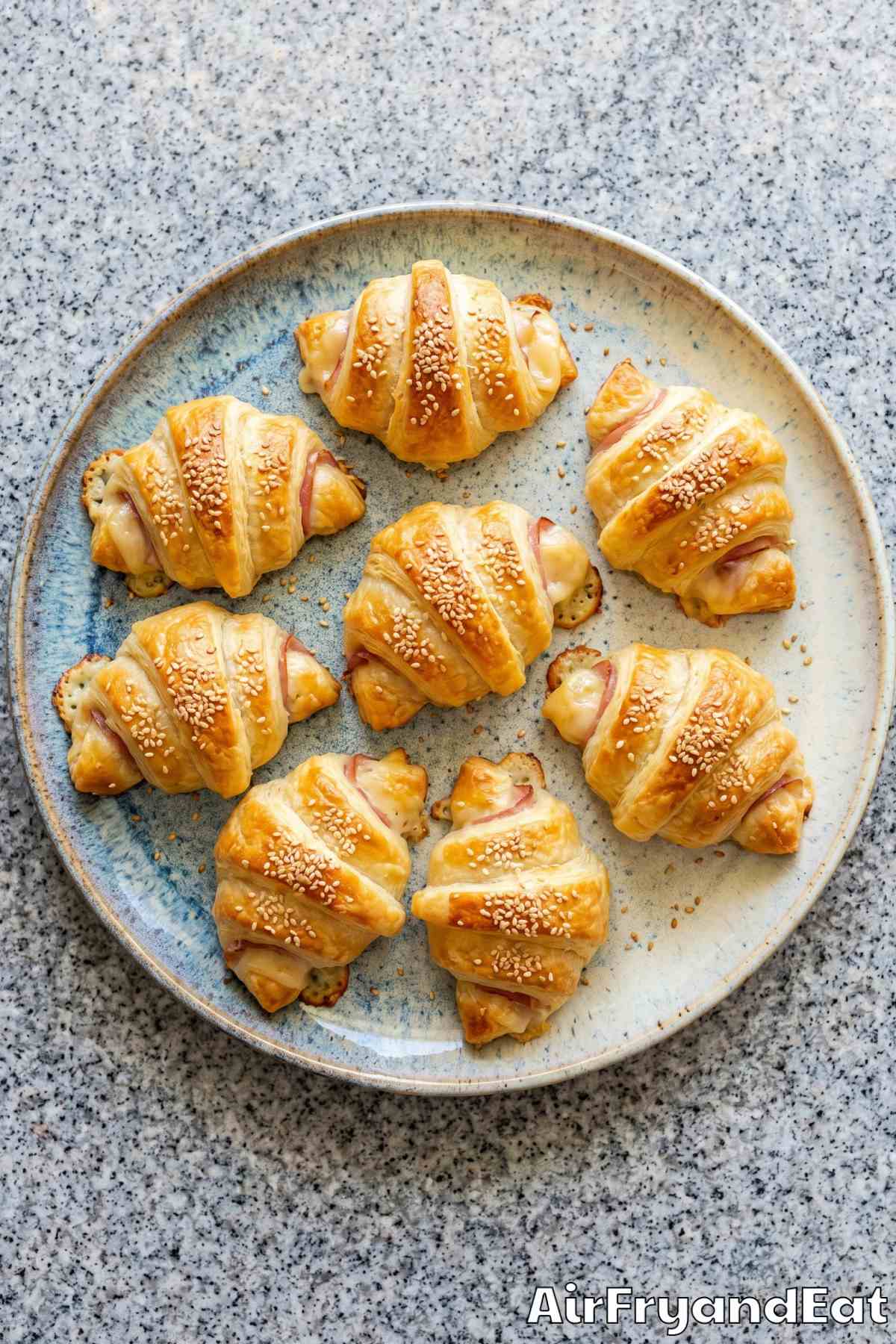 Buttery air fryer ham & cheese croissants