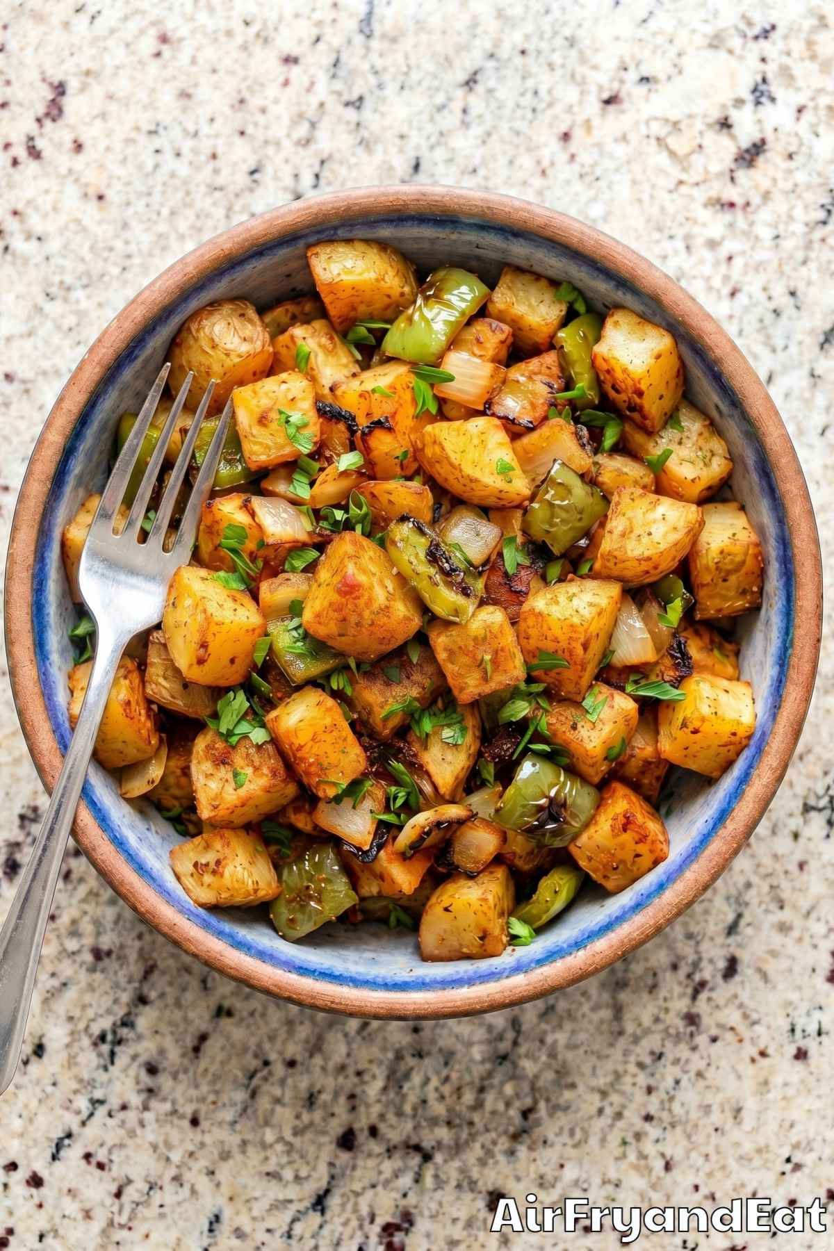 Easy air fryer home fries in a bowl