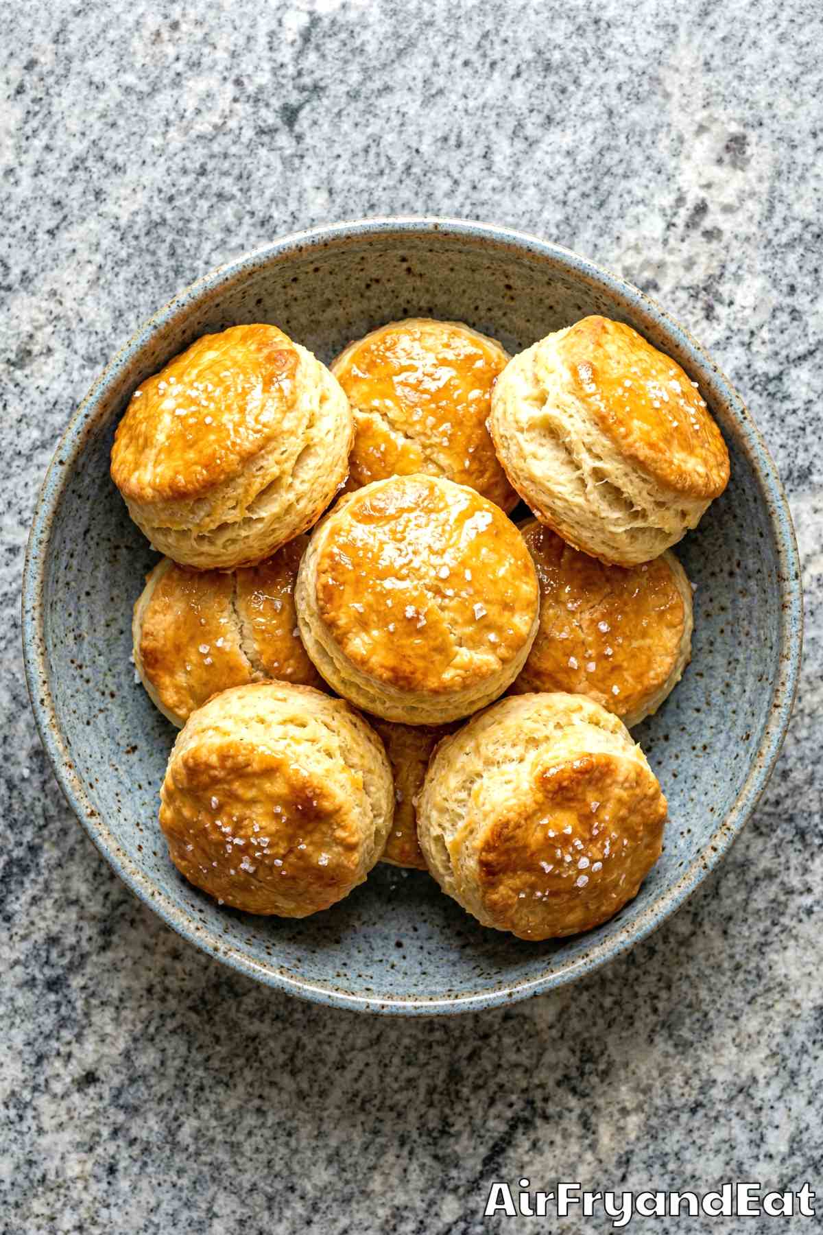 Light air fryer honey butter biscuits with glaze