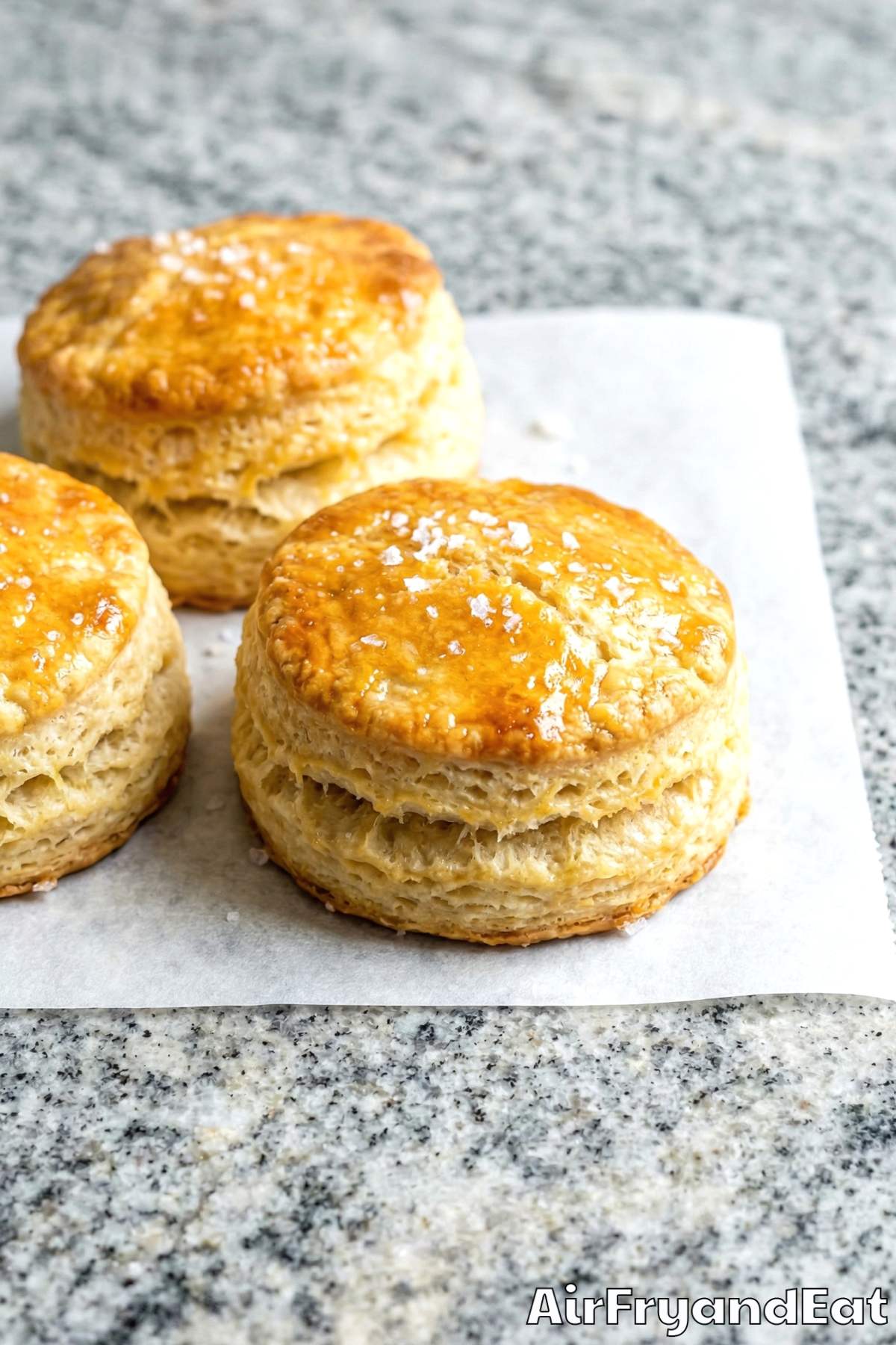 Homemade air fryer honey butter biscuits ready
