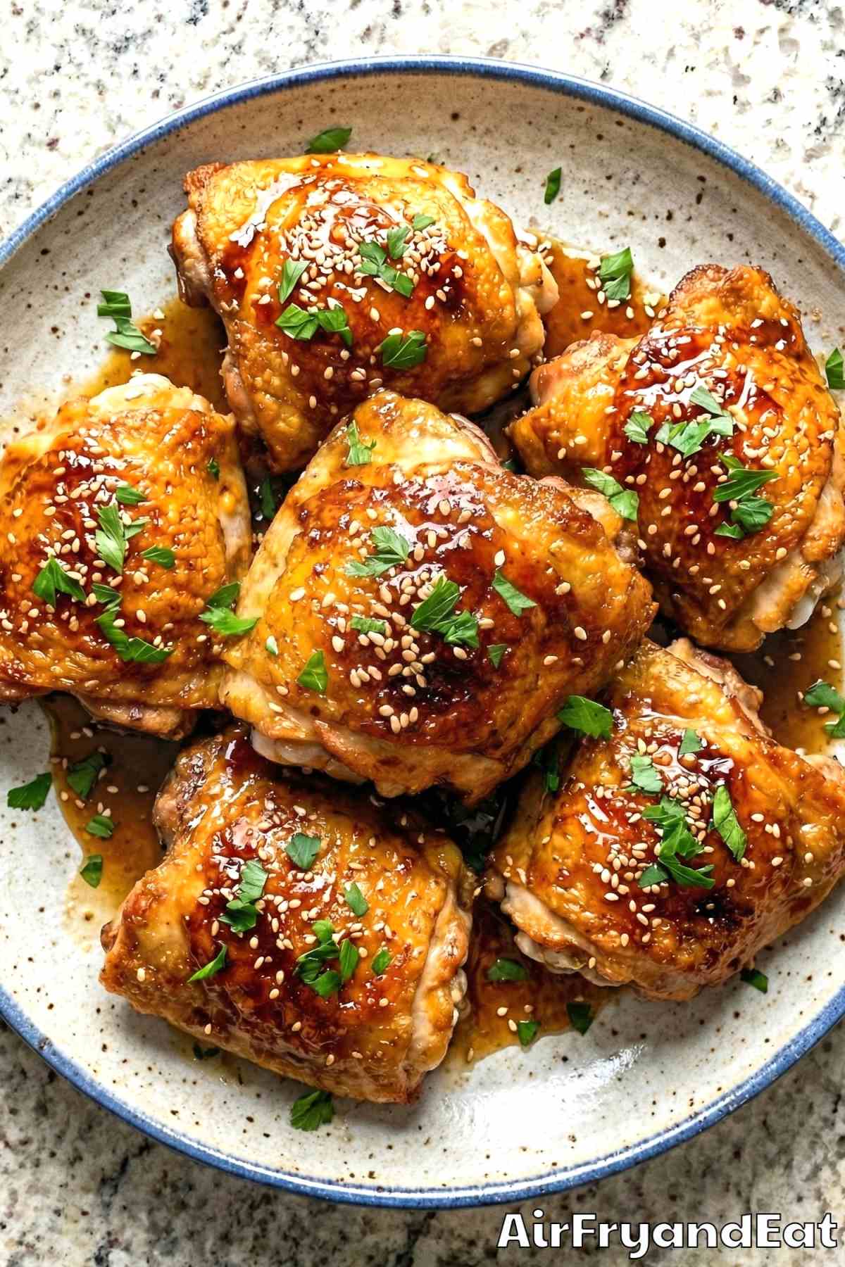 Easy air fryer honey garlic chicken thighs