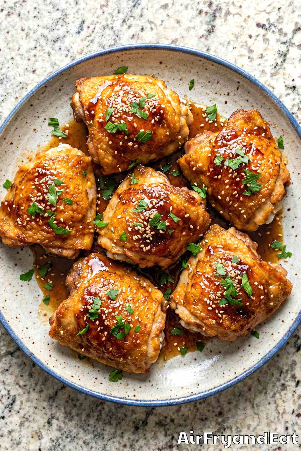 Sticky honey garlic chicken thighs air fryer
