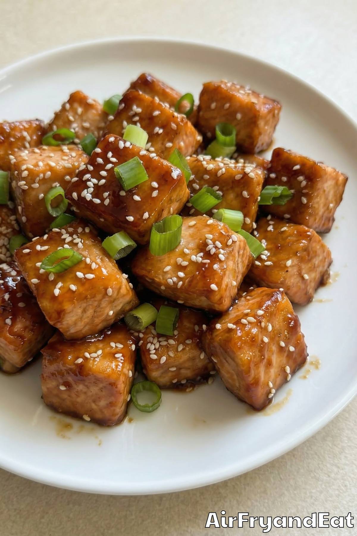 Easy air fryer honey garlic salmon bites
