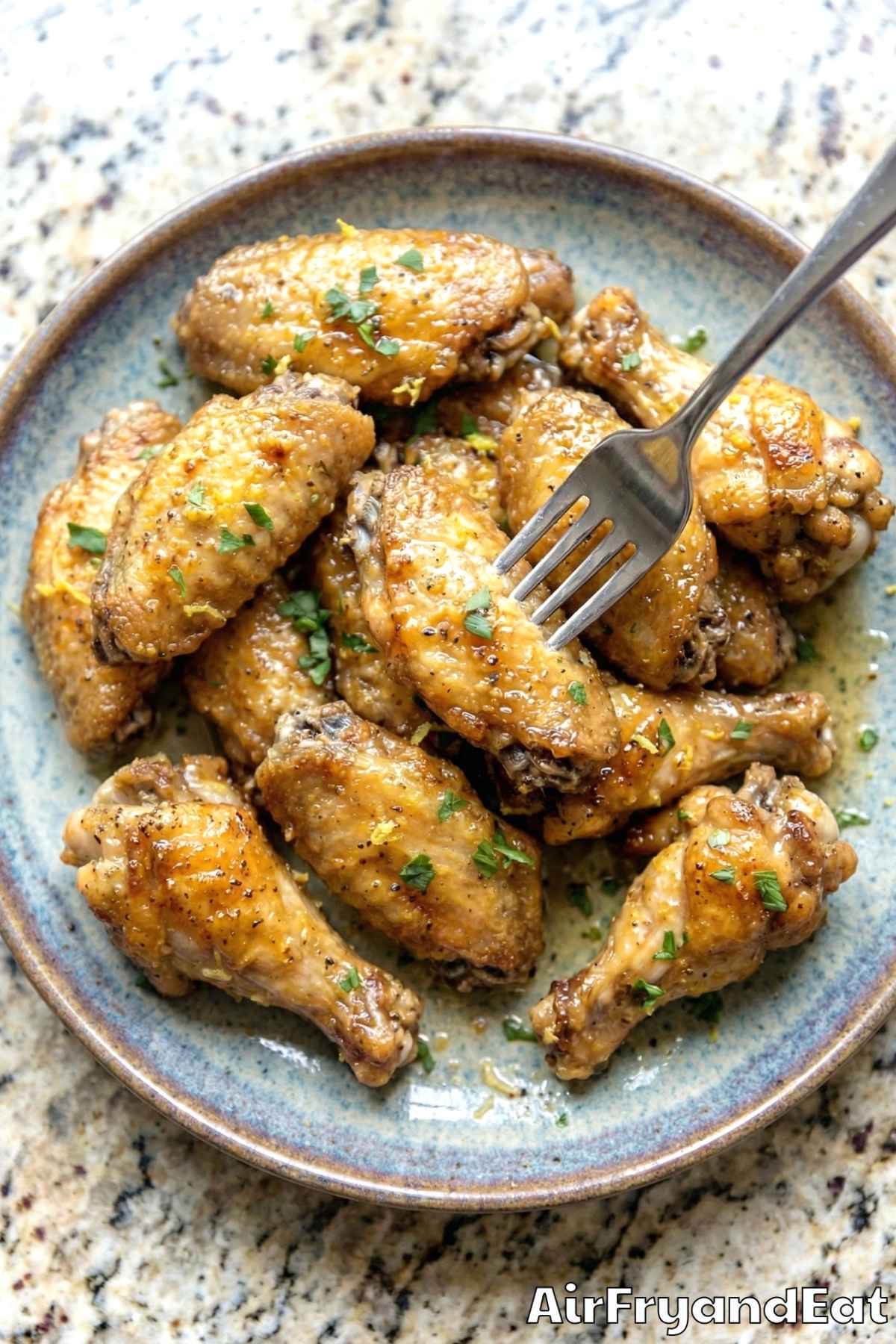 Golden honey lemon pepper wings close-up