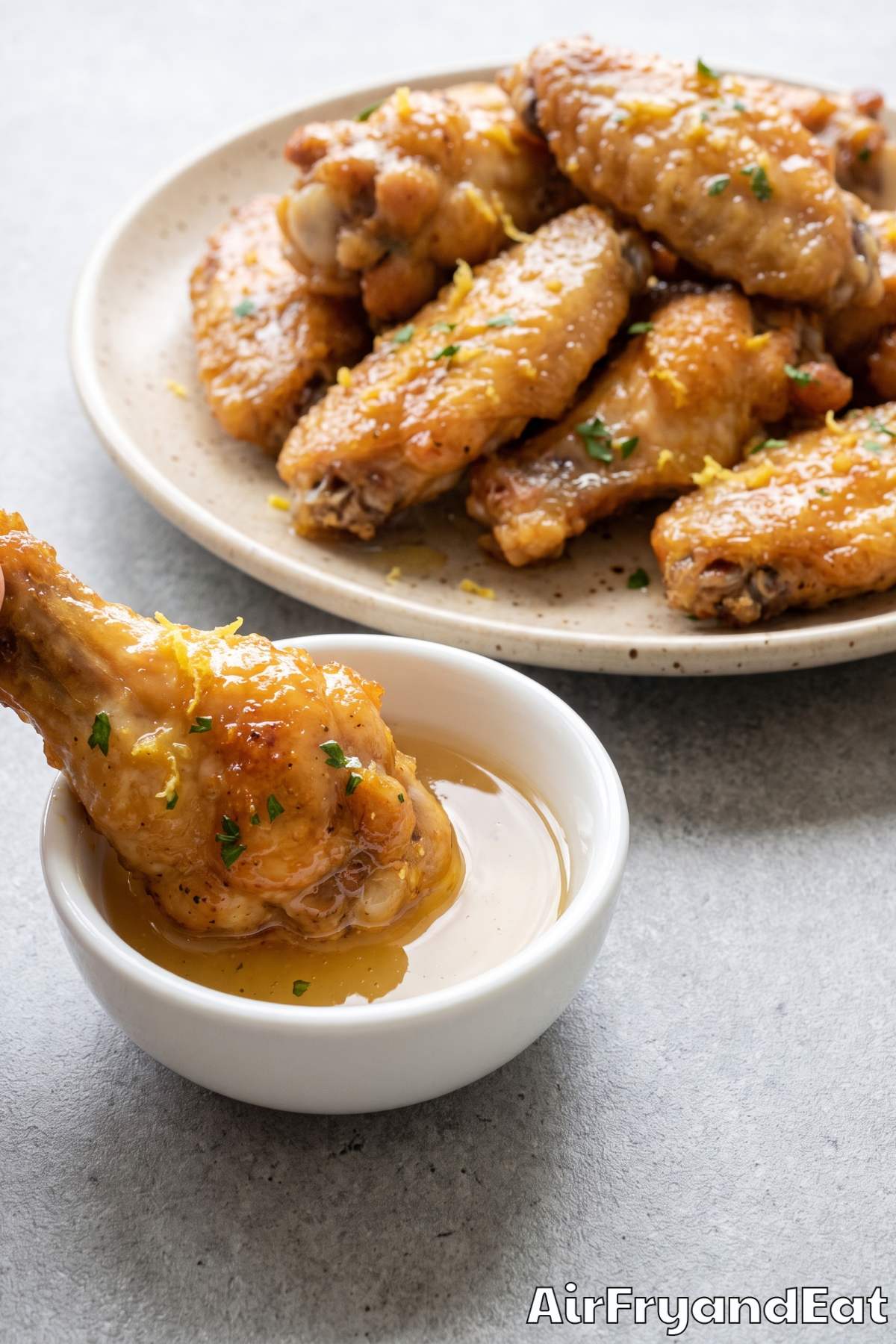 Juicy air fryer honey lemon wings