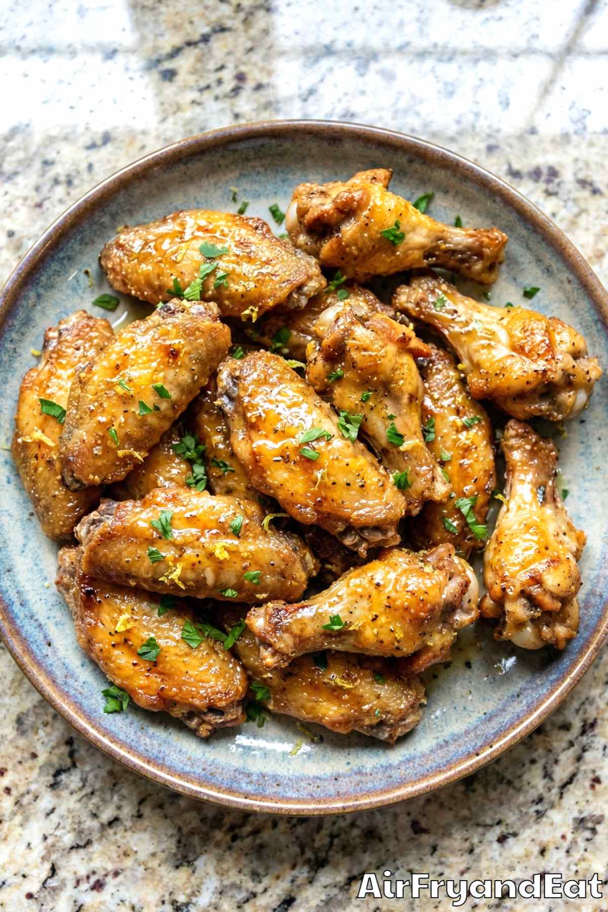 Sticky air fryer honey lemon pepper wings