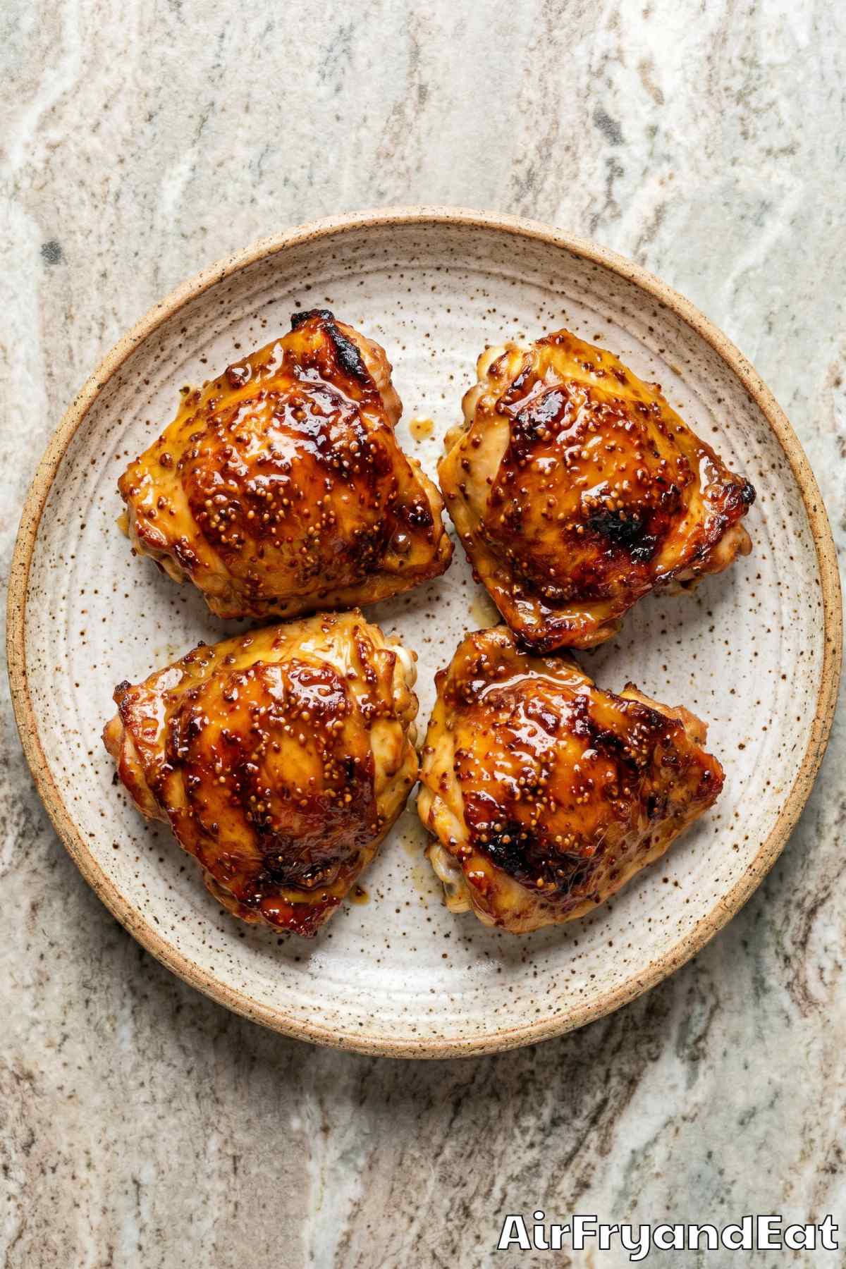 Tender air fryer honey mustard chicken close-up
