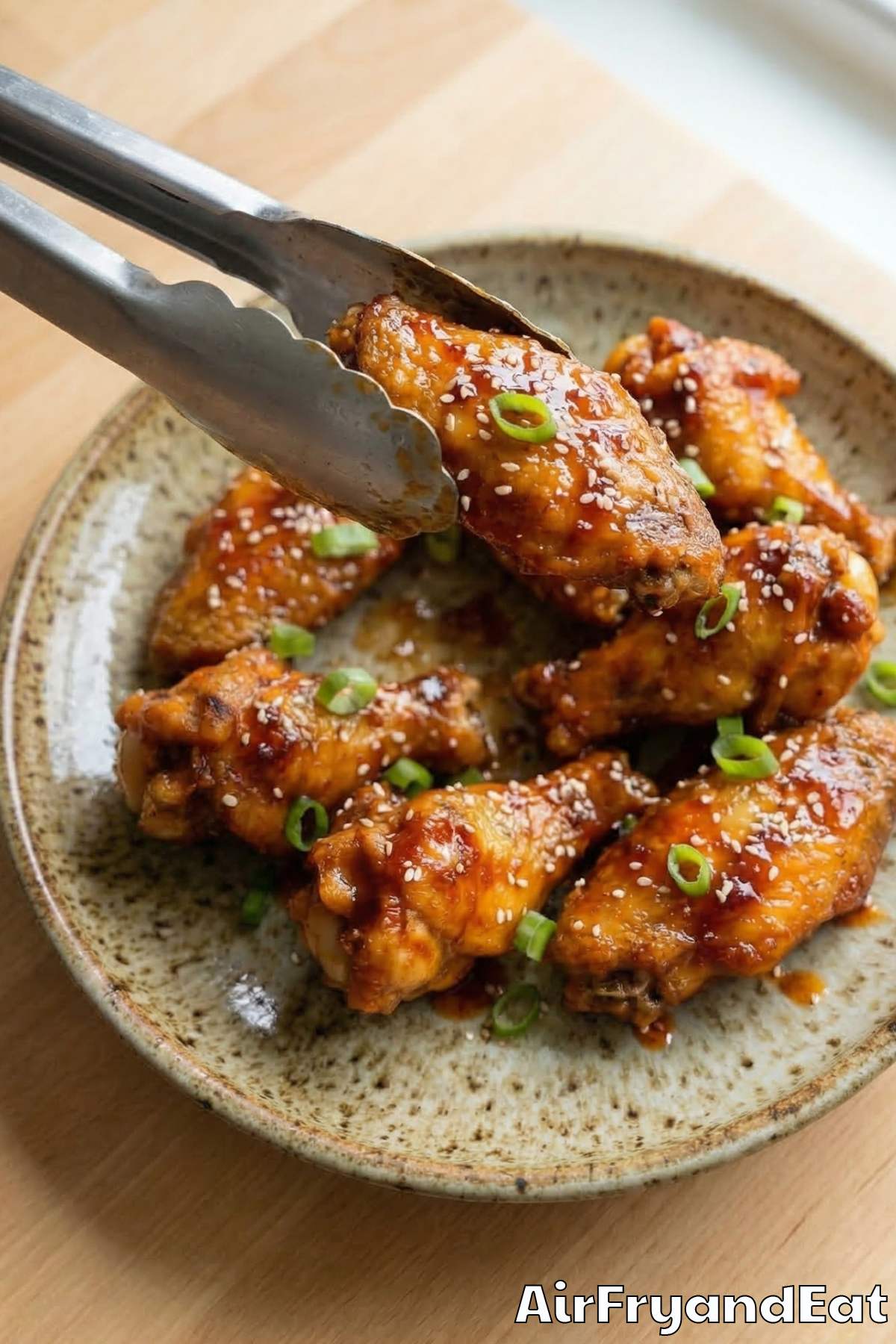 Glazed honey sriracha chicken wings air fryer