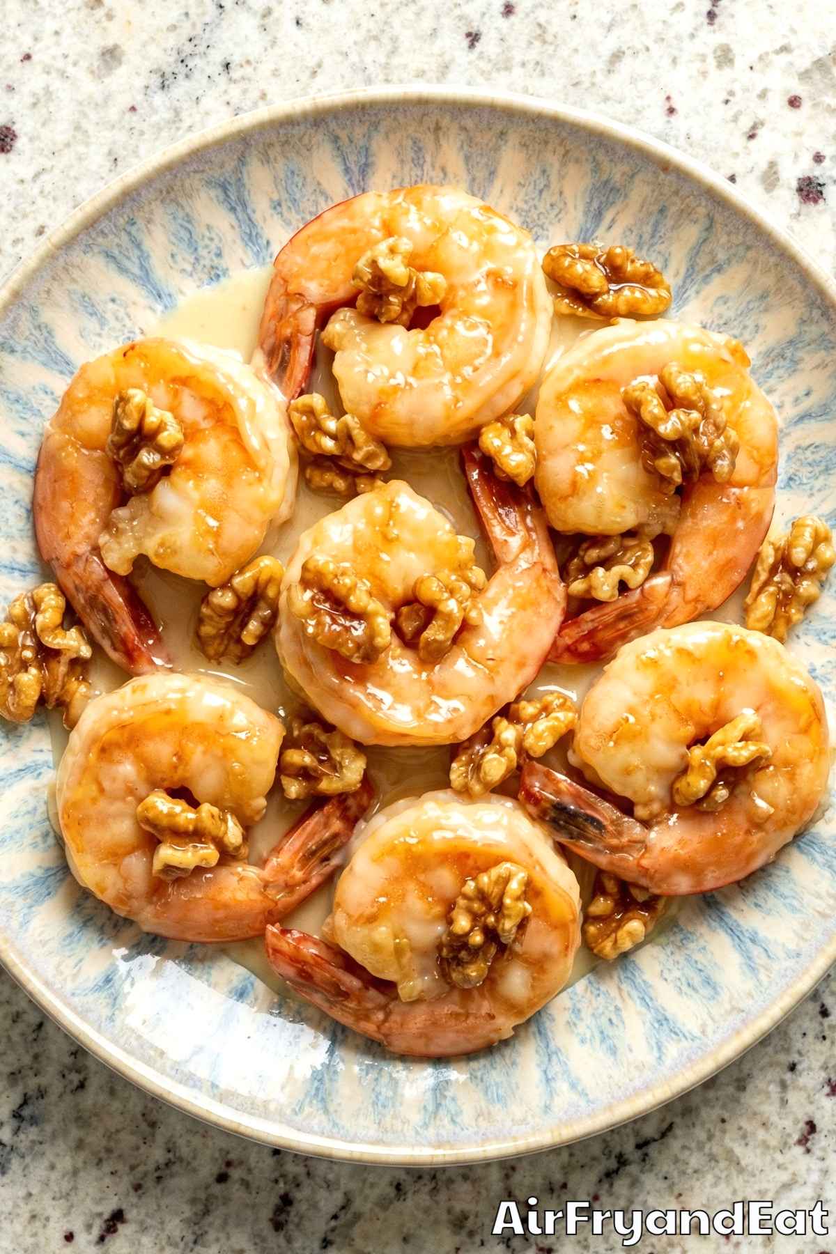Crunchy air fryer honey walnut shrimp platter