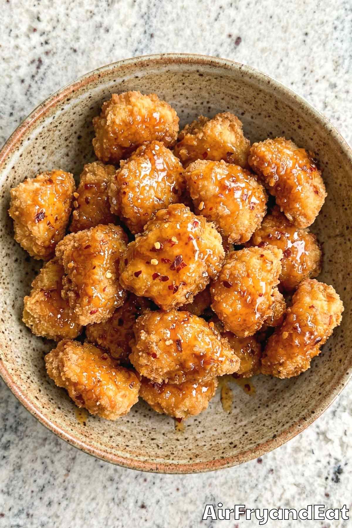 Savory air fryer hot honey chicken bites