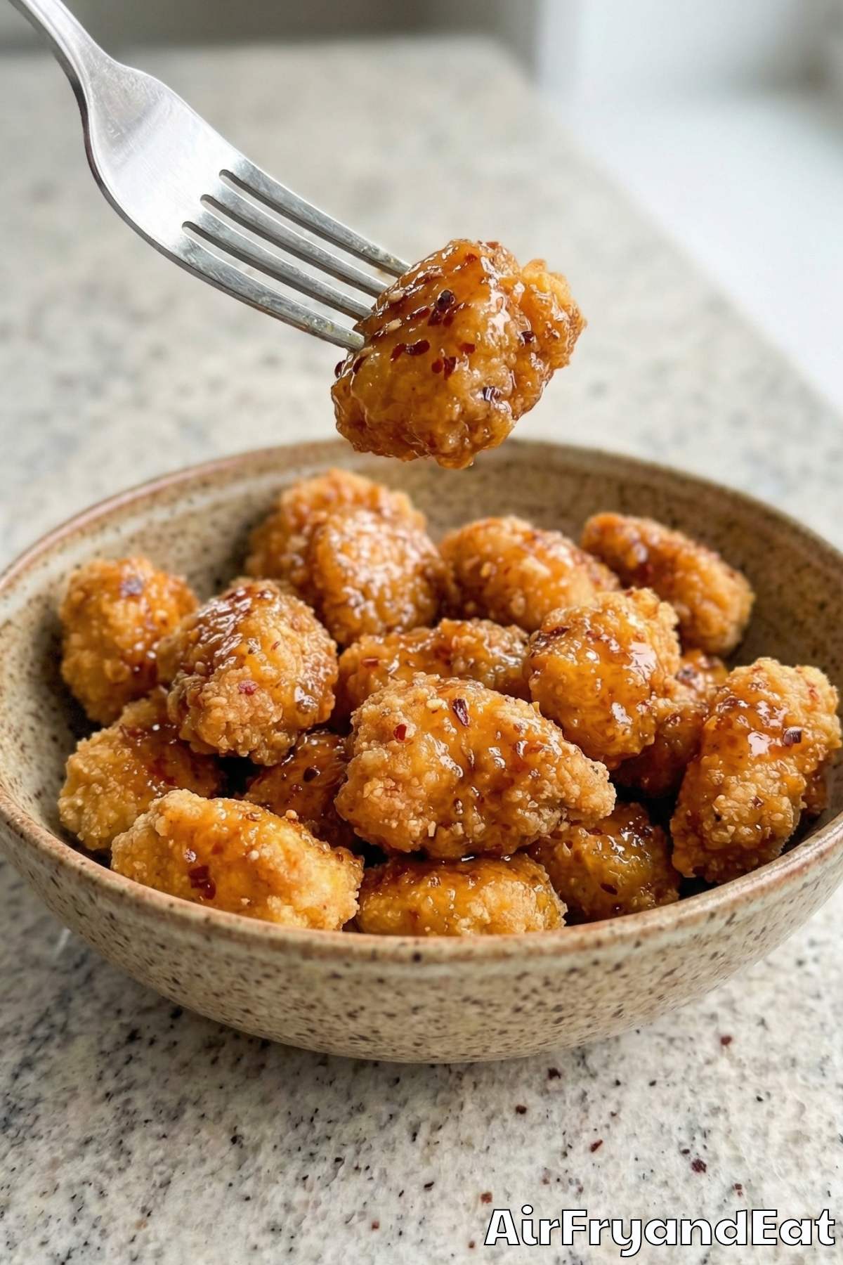 Tender air fryer hot honey chicken bites